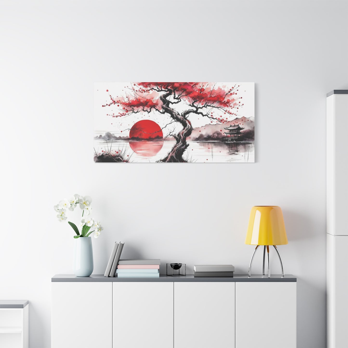 Red Moon Asian Abstract Art