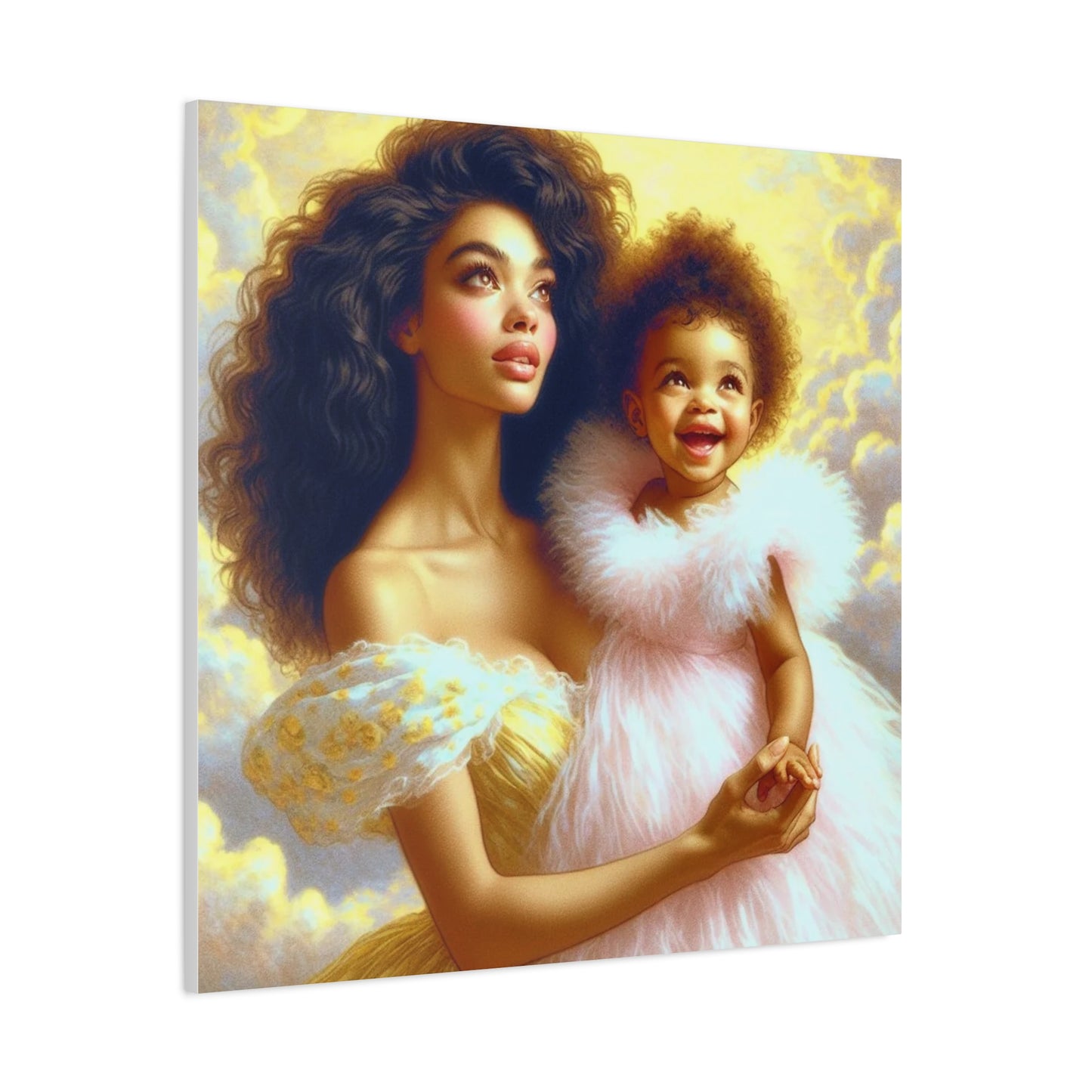 Mother and Daughter Black Canvas Art