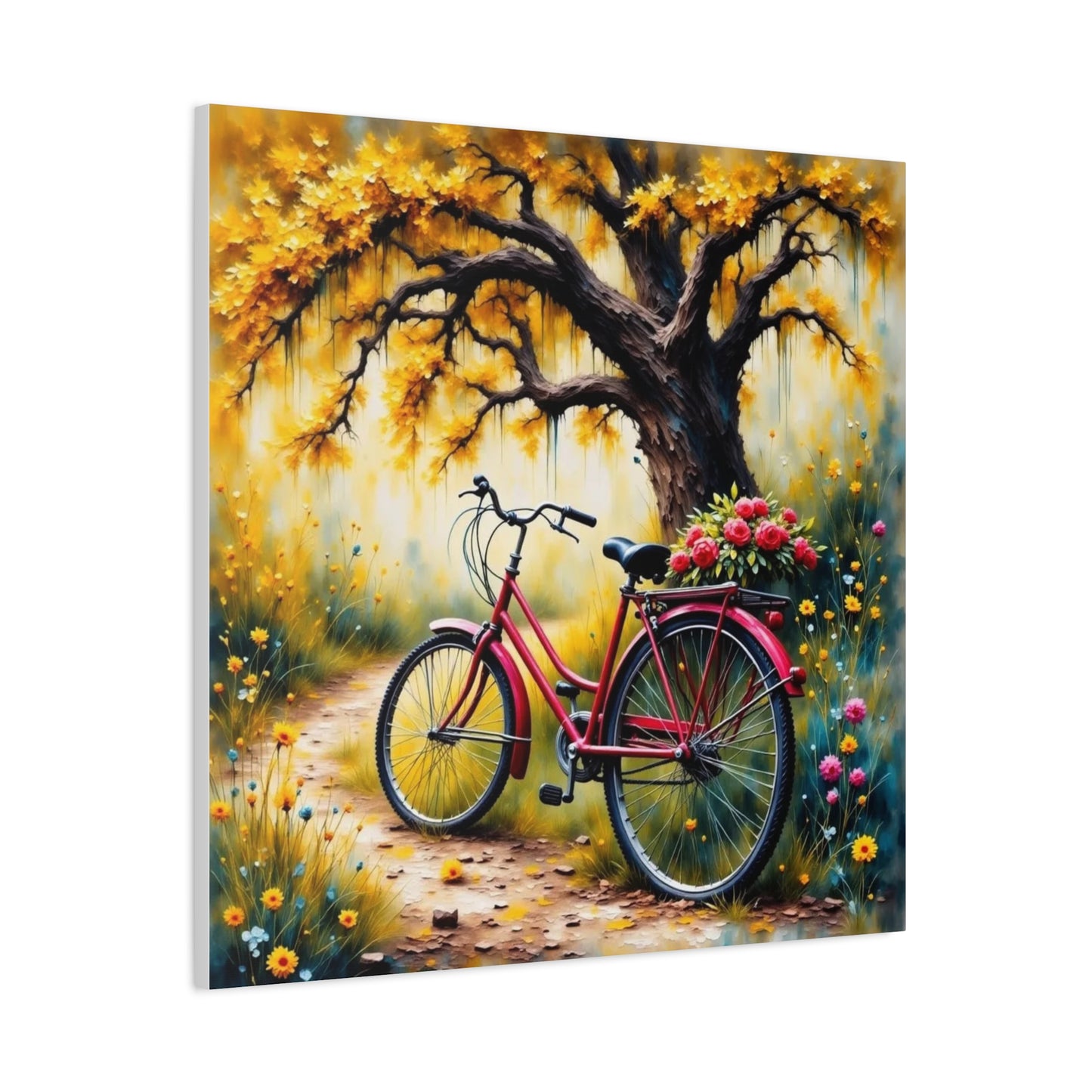 Bicycle on the Flower Path Abstract Art