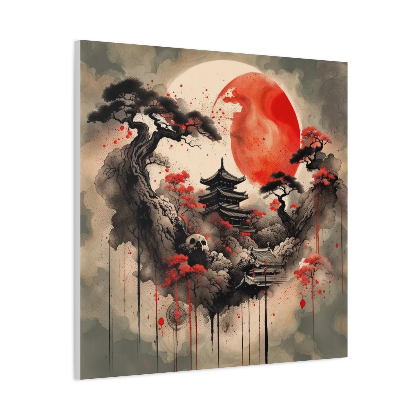 Red Moon Asian Abstract Art