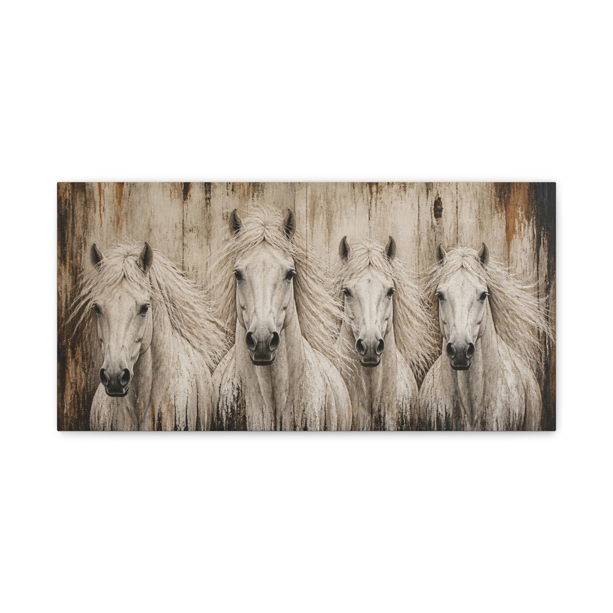 White Horses Matte Canvas Wall Art — Stretched 1.25"