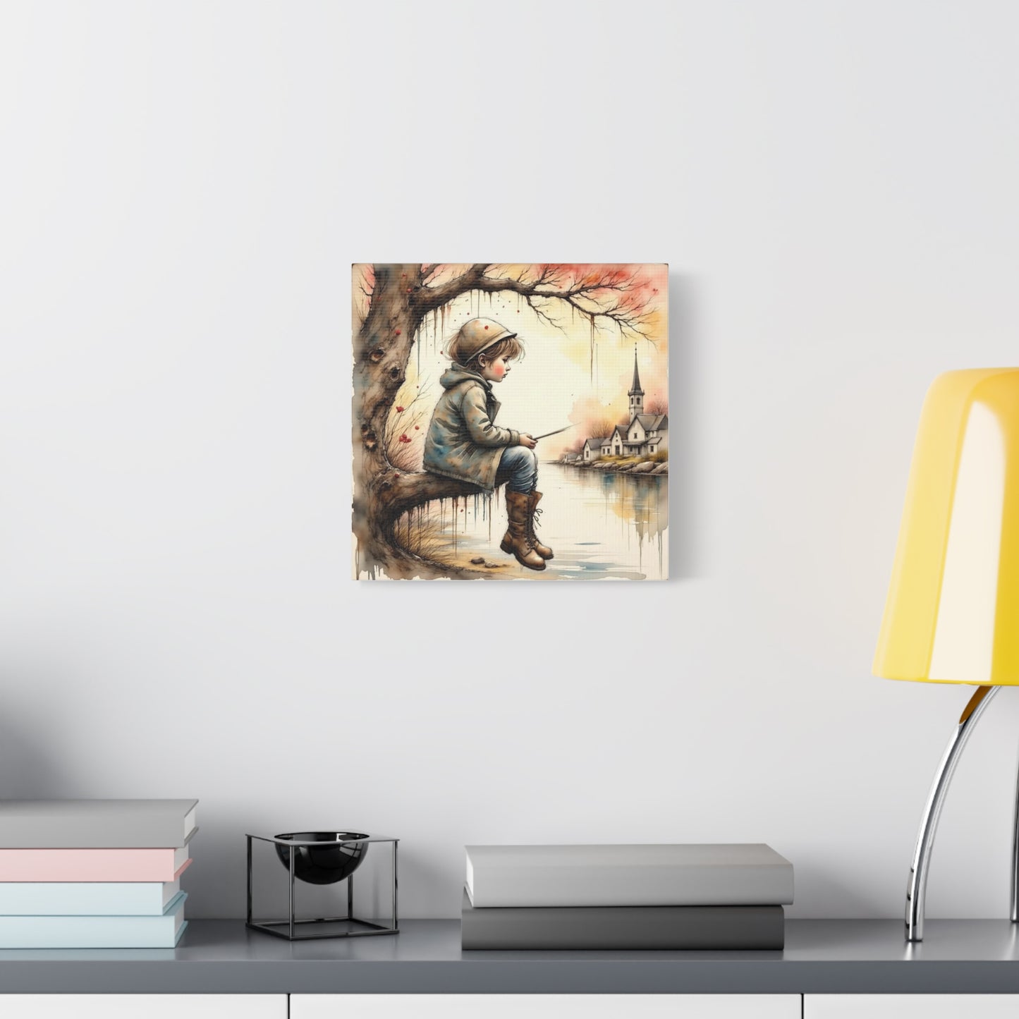 Boy Fishing in the Fall Abstract Art