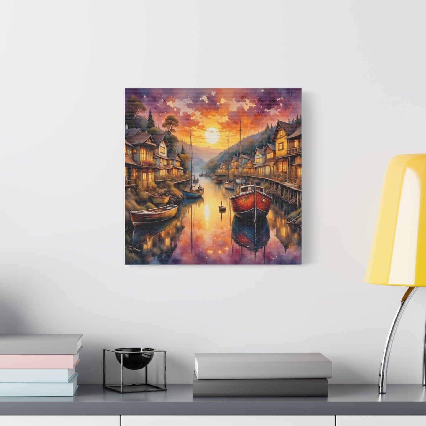 Twilight in the Harbor Abstract Art