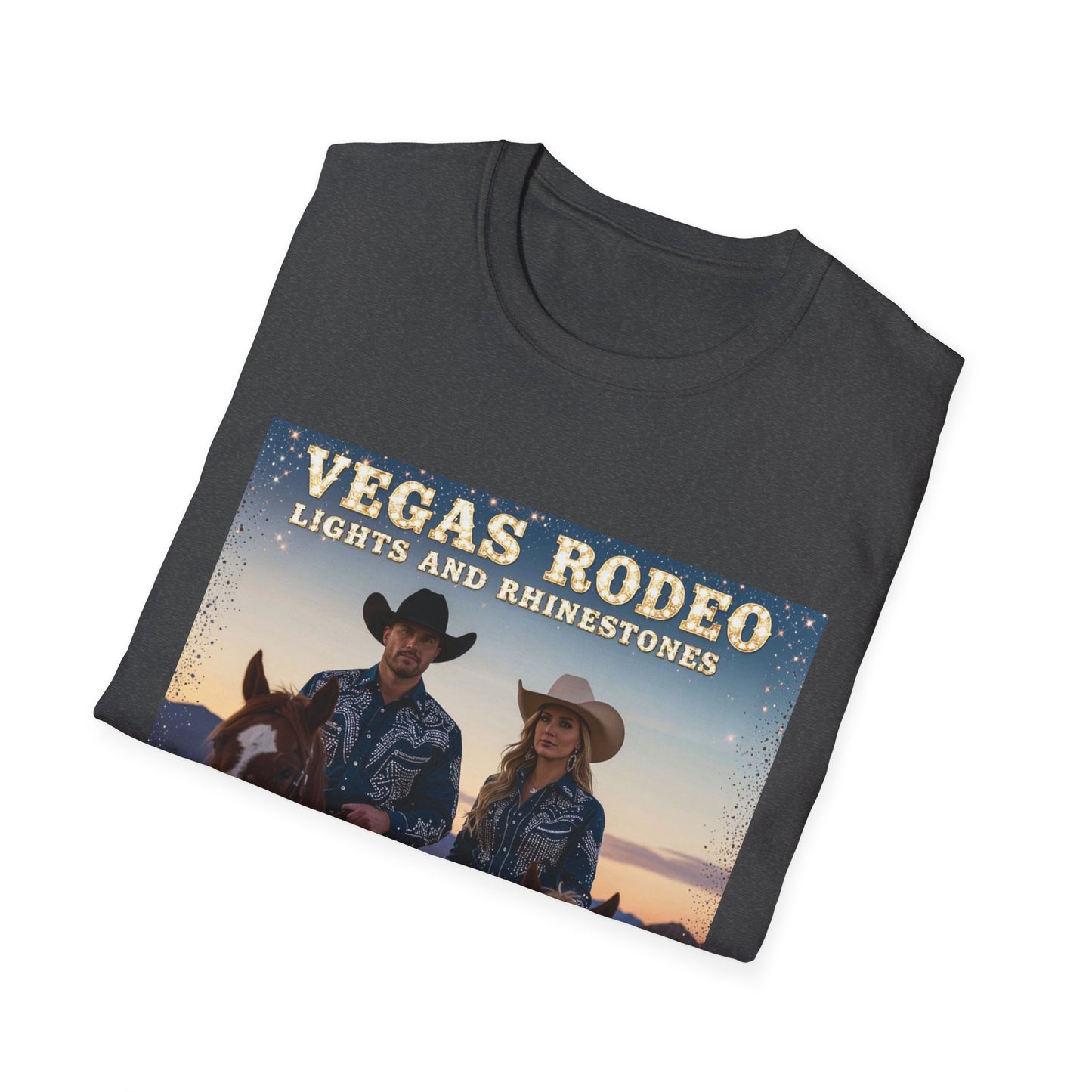 Vegas Rodeo Lights and Rhinestones Western Boho, Unisex T-Shirt,