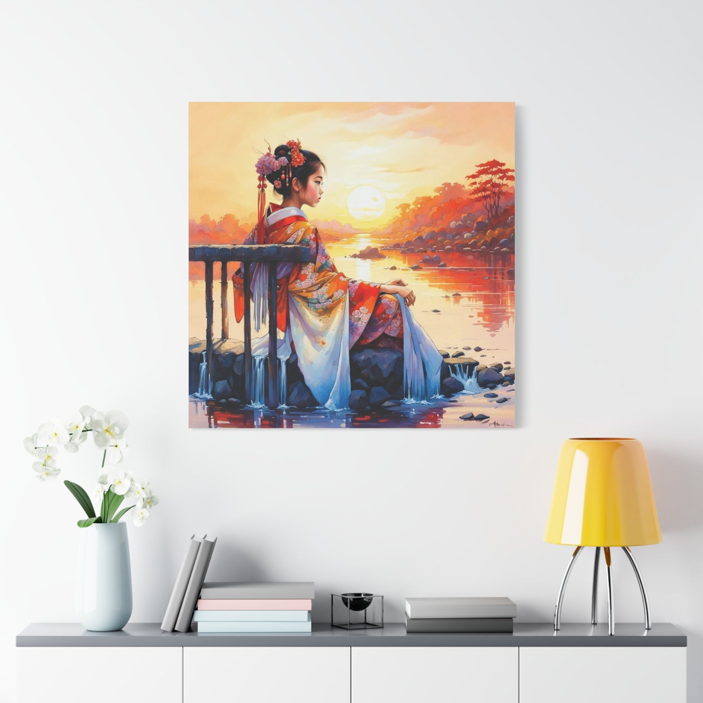 Girl by the Water Asian Abstract Art