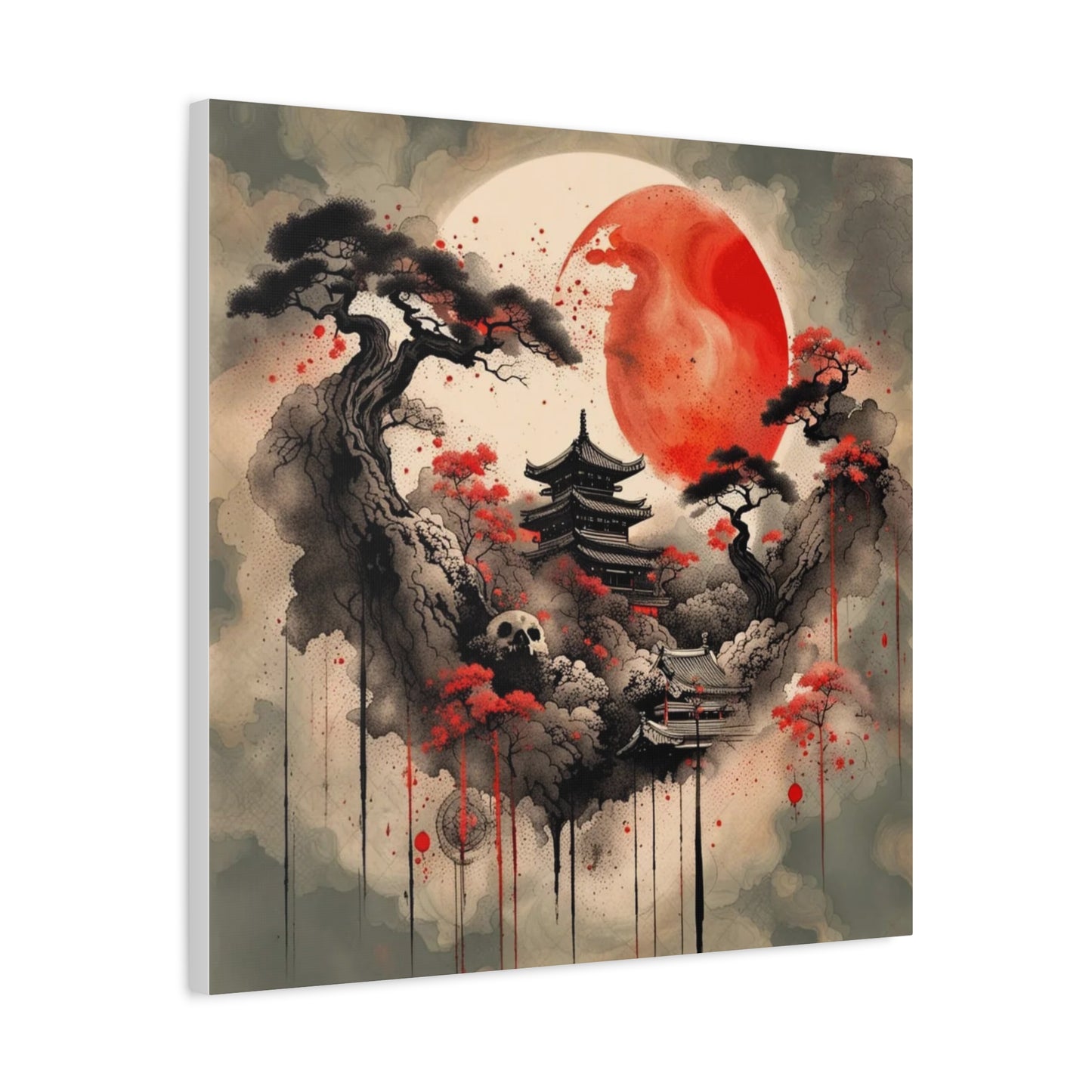 Red Moon Asian Abstract Art