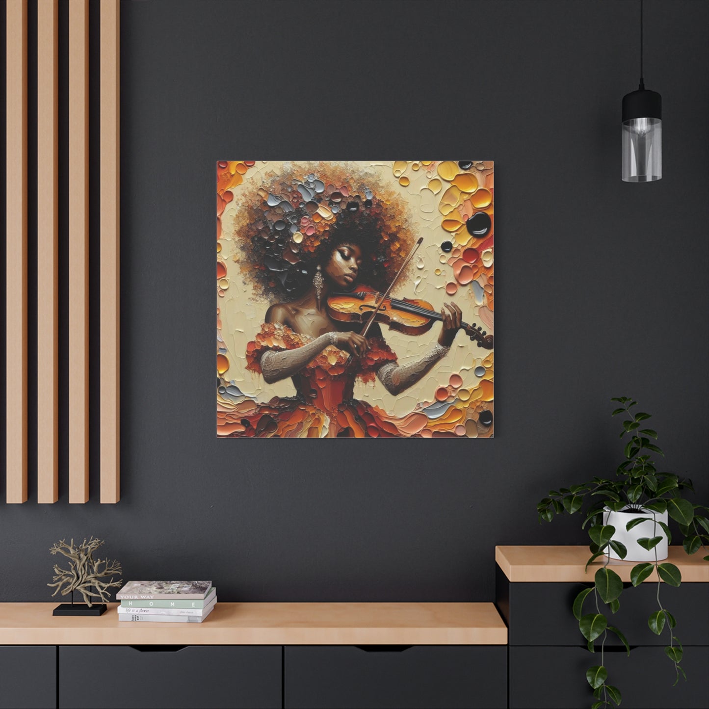 Beautiful Black Woman Violinist Canvas Art