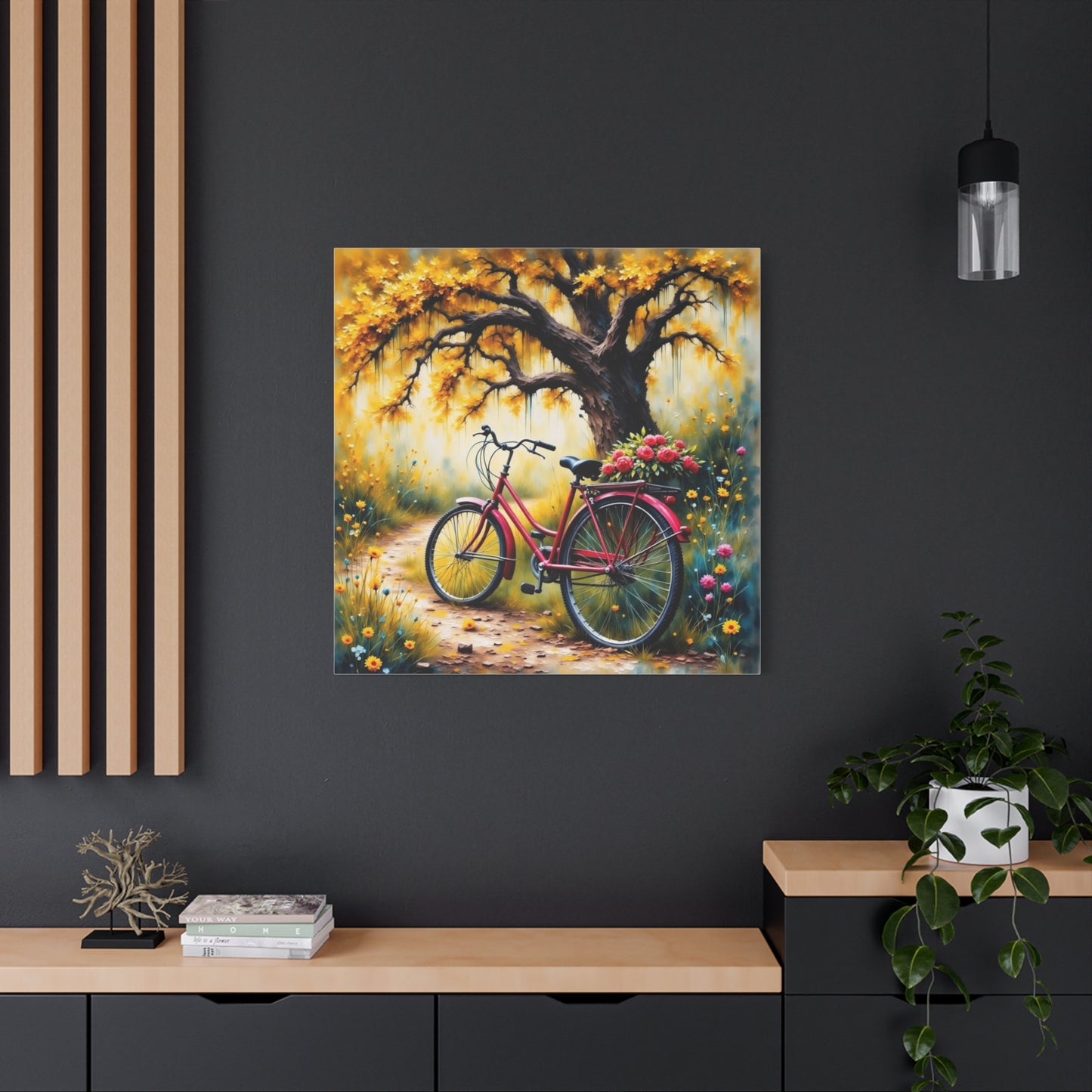 Bicycle on the Flower Path Abstract Art
