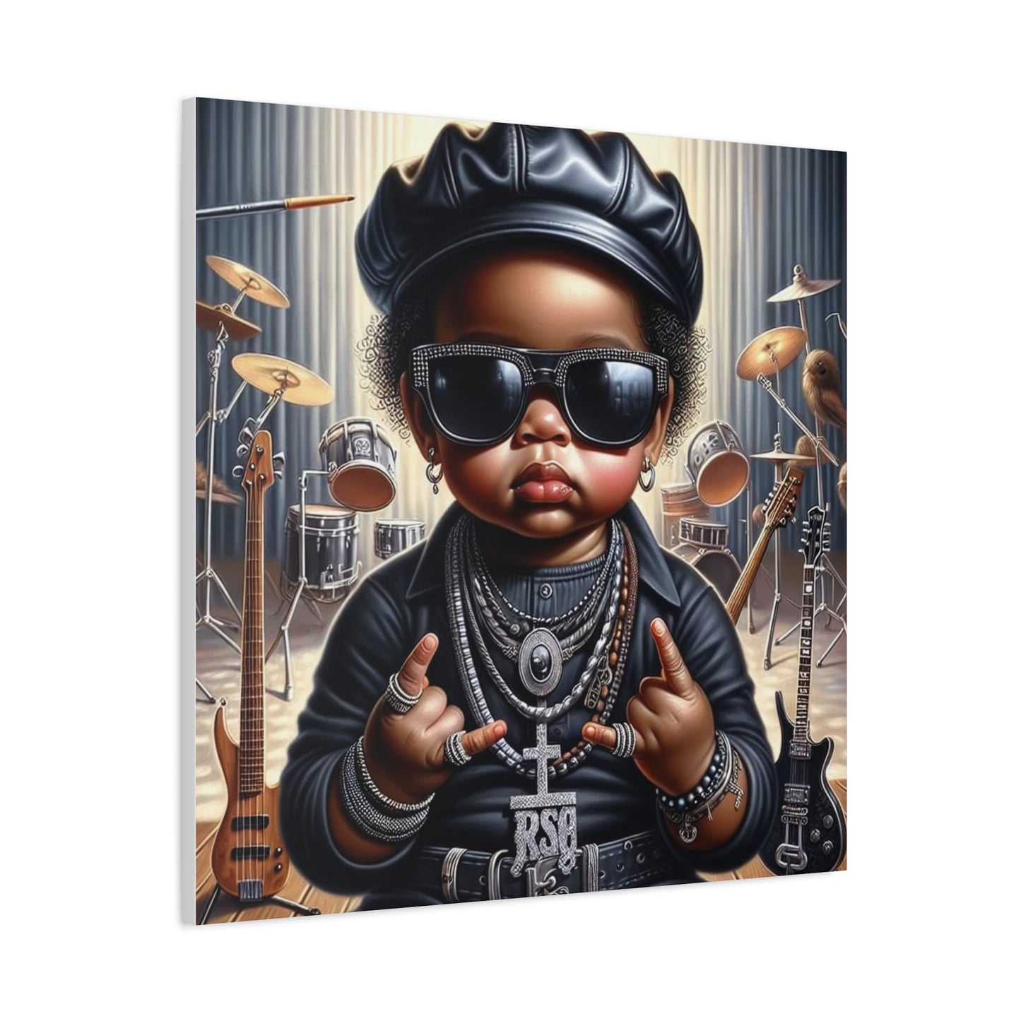 Cool Little Boy Black Canvas Art