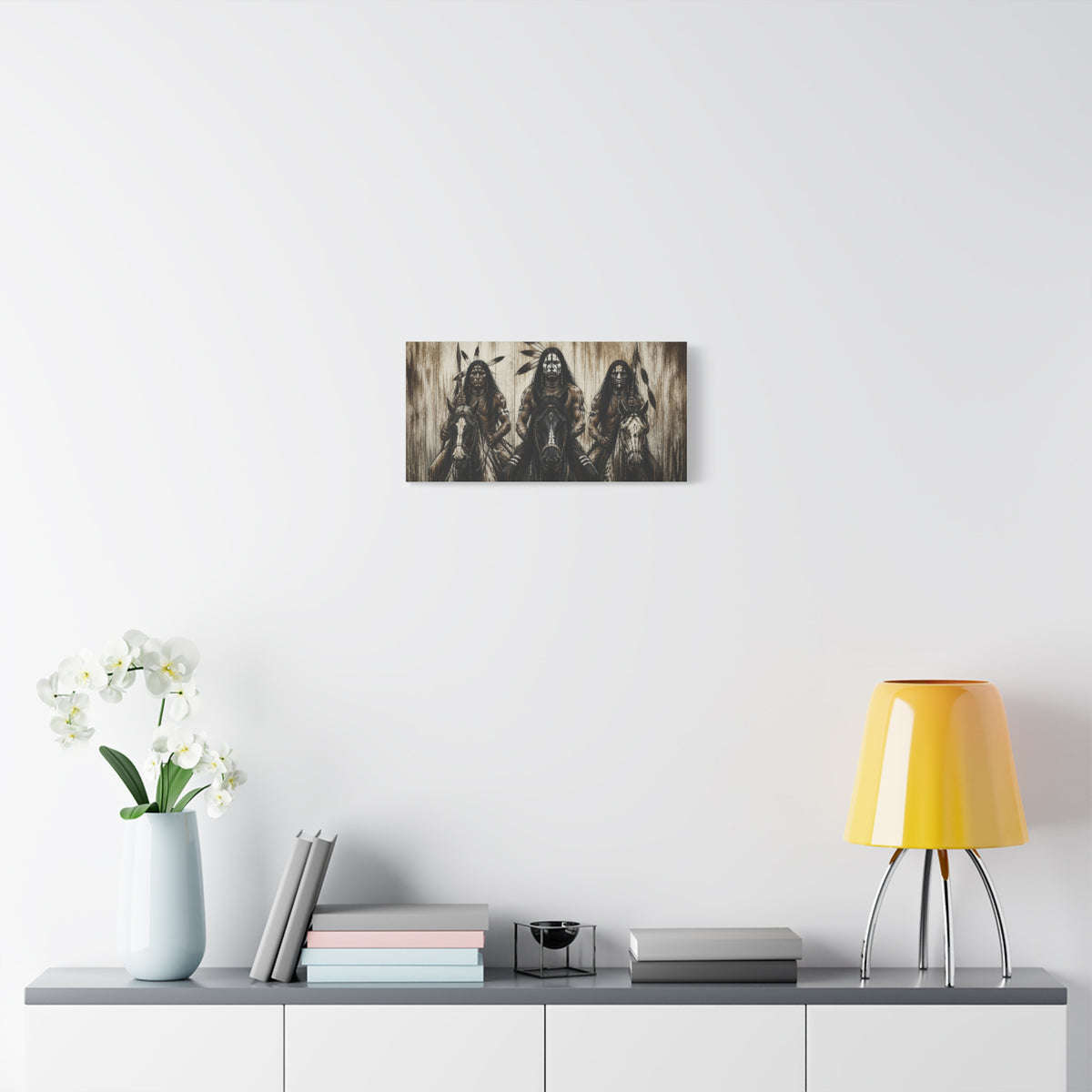 Native American Warriors Canvas Print — Three Horsemen Matte Stretched Wall Art