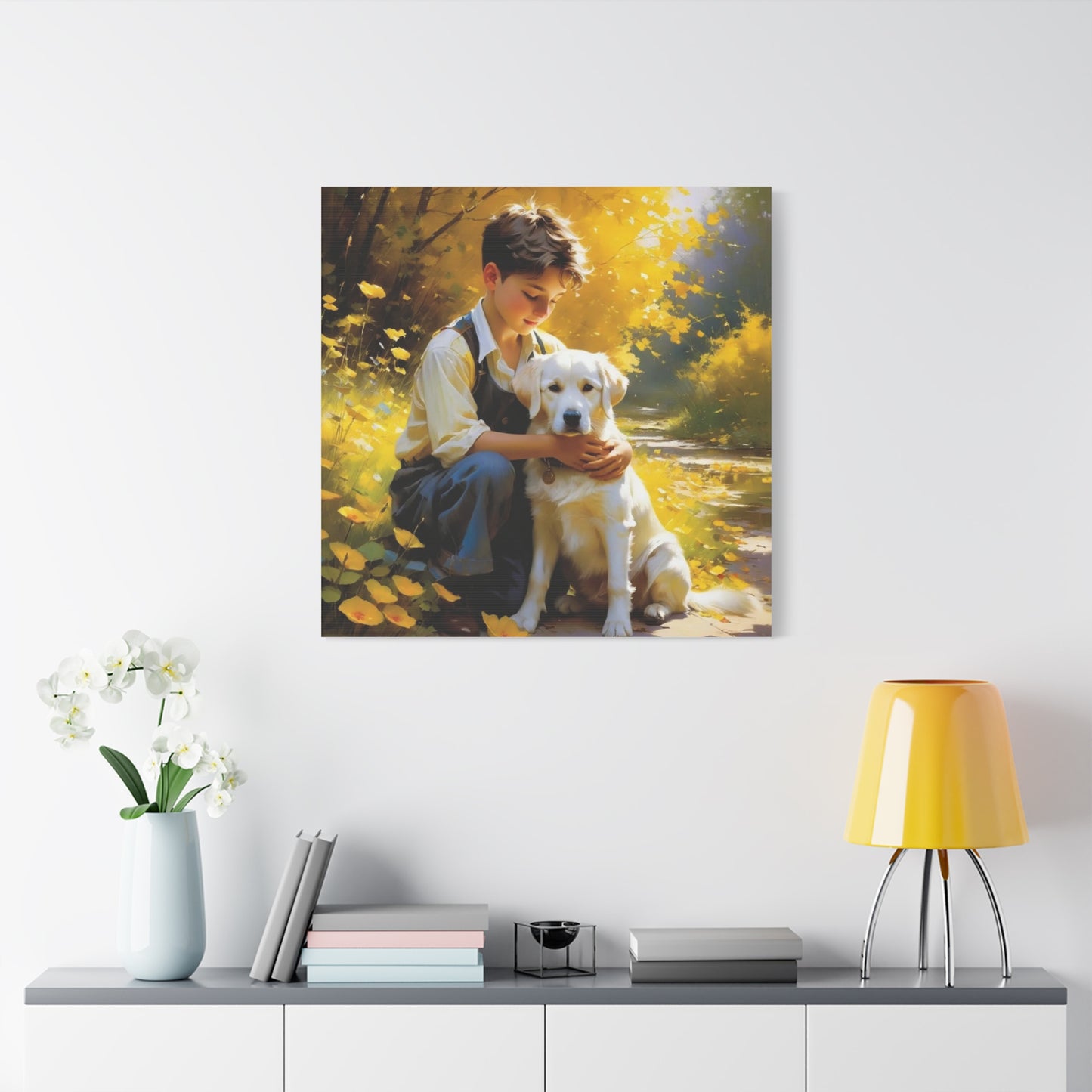 A Boy and His Labrador Retriever Puppy Art
