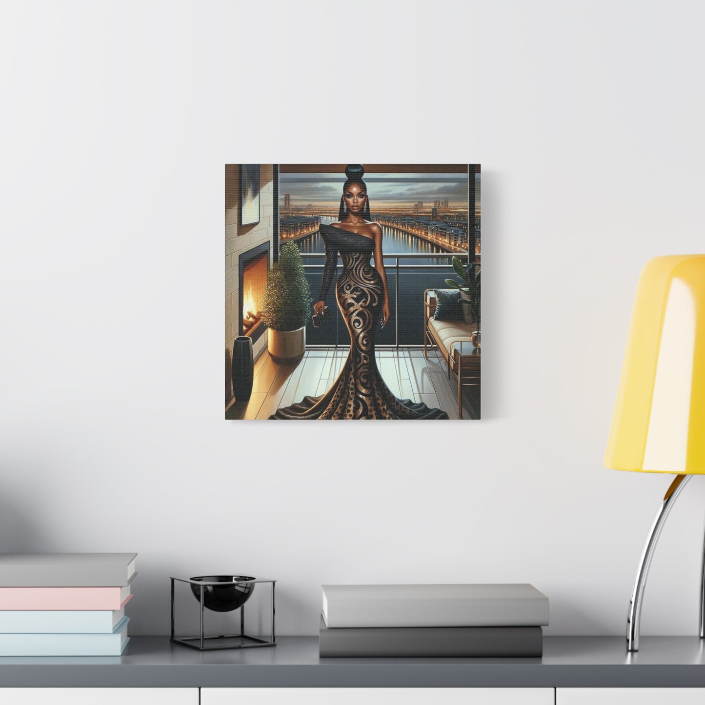 Elegant Woman Black Canvas Art