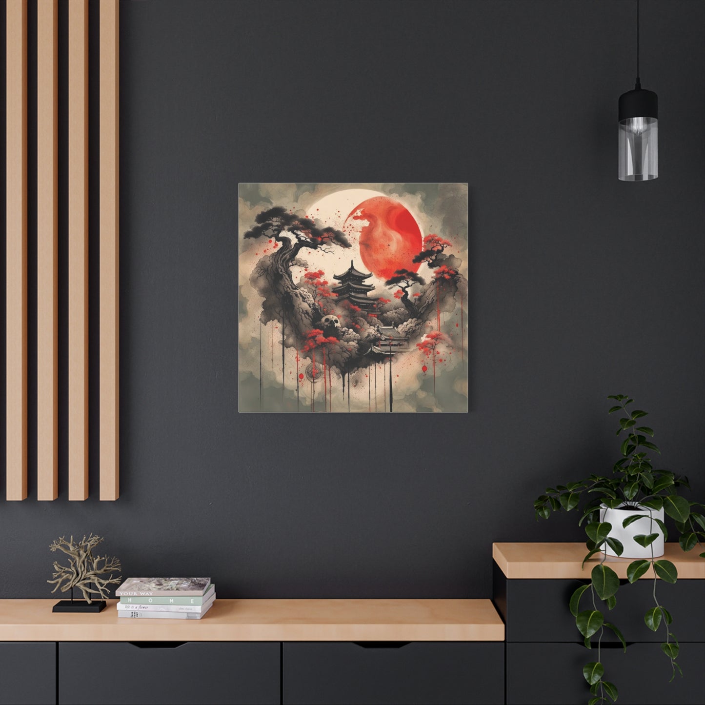 Red Moon Asian Abstract Art