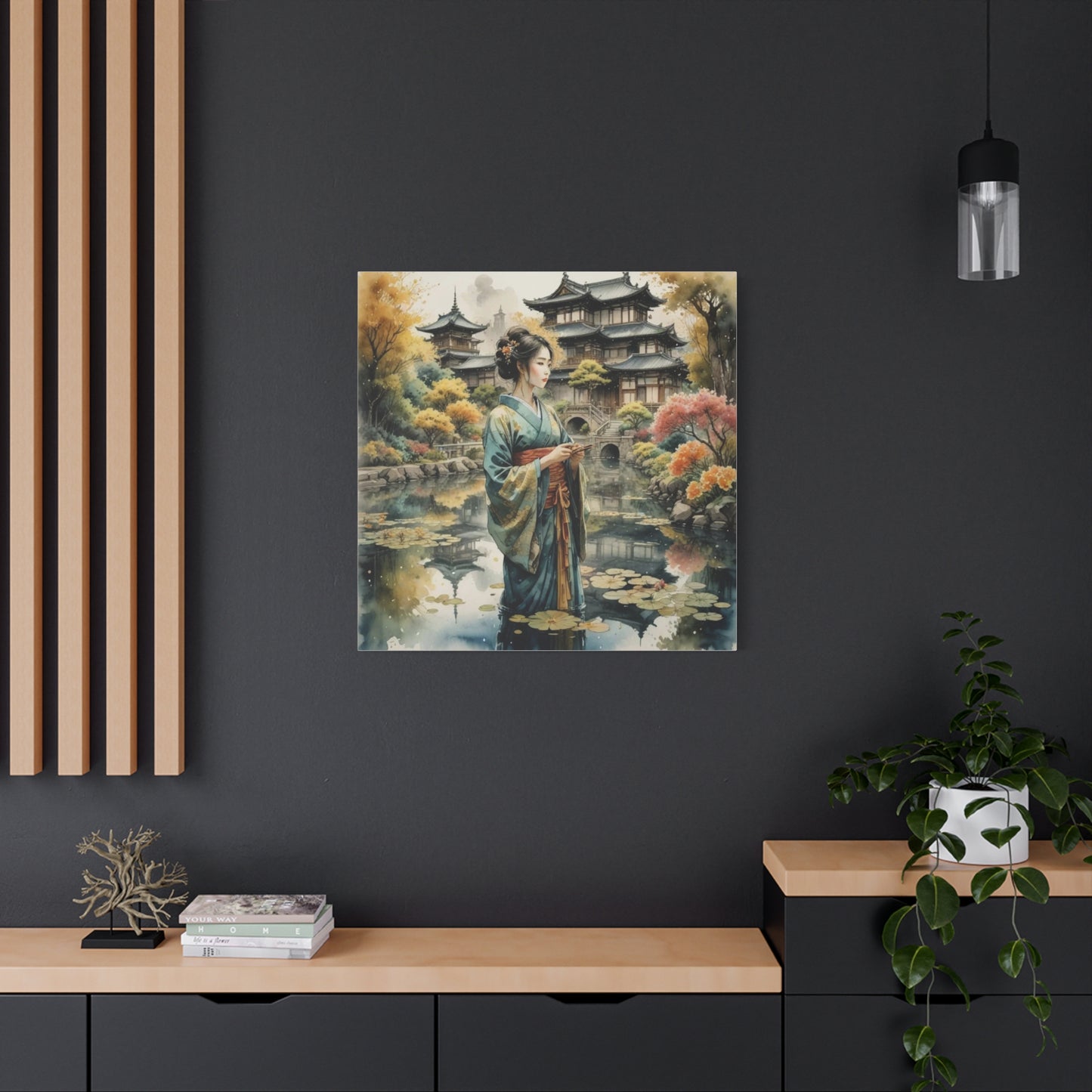 Geisha in the Pond Asian Abstract Art