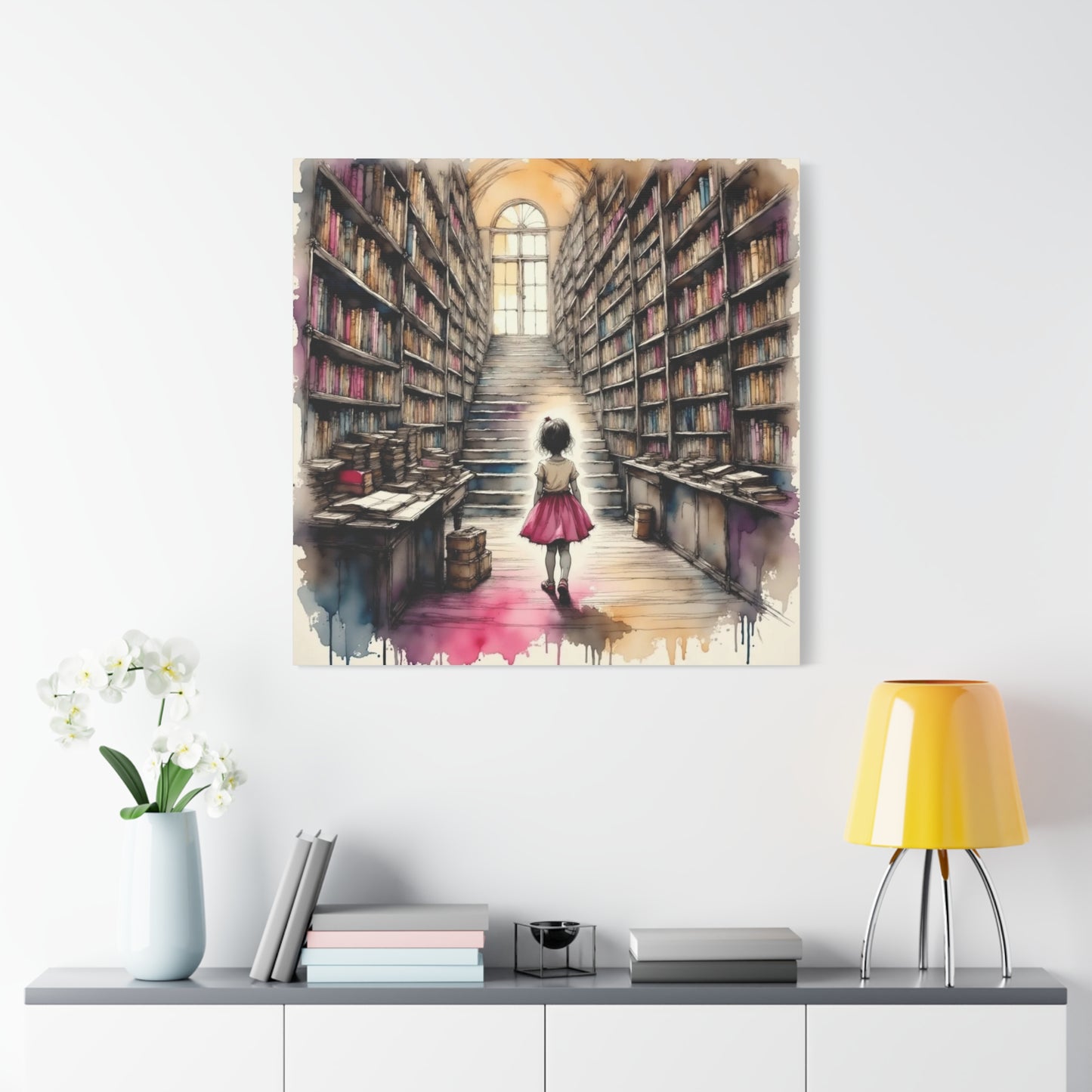 Girl in the Library Abstract Art