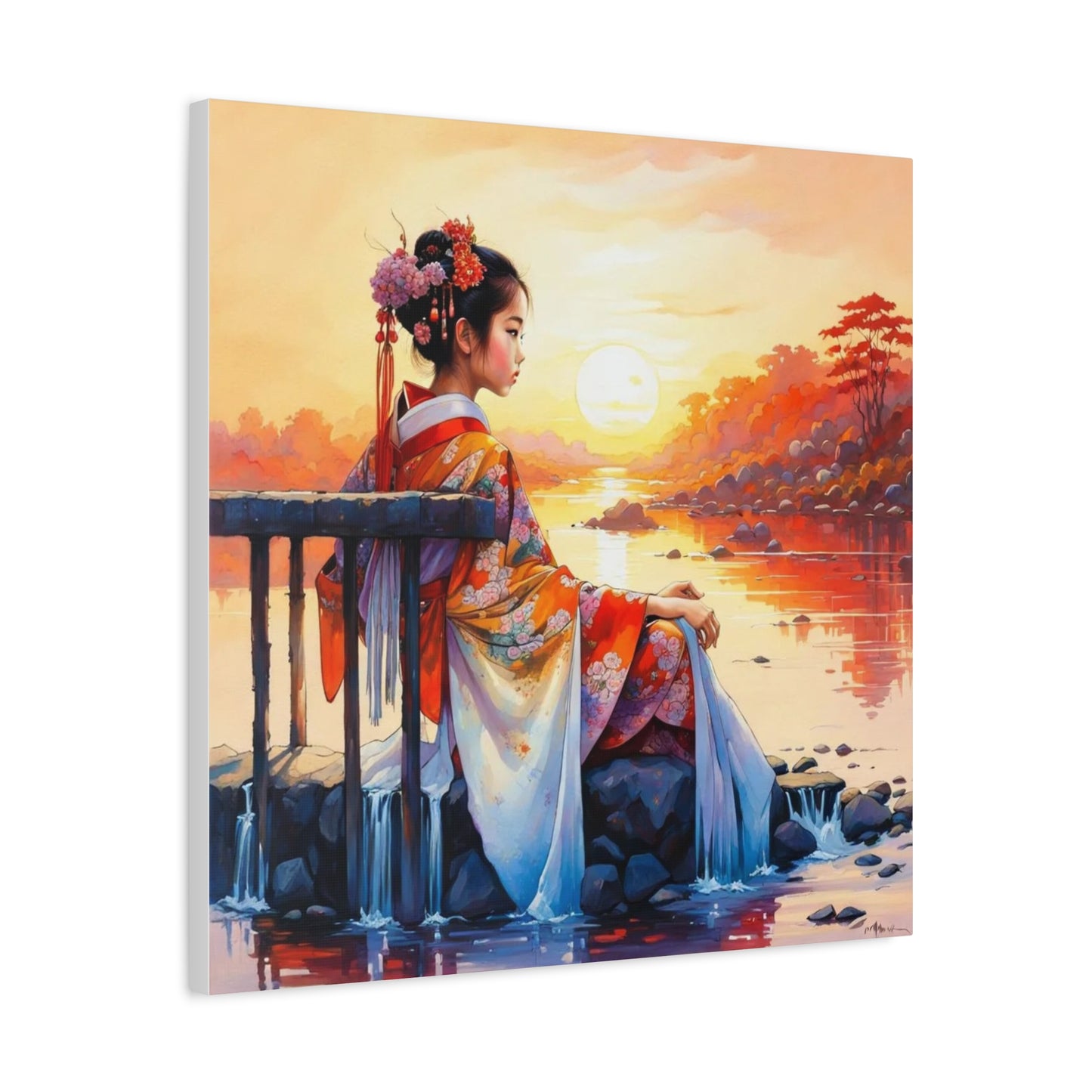 Girl by the Water Asian Abstract Art