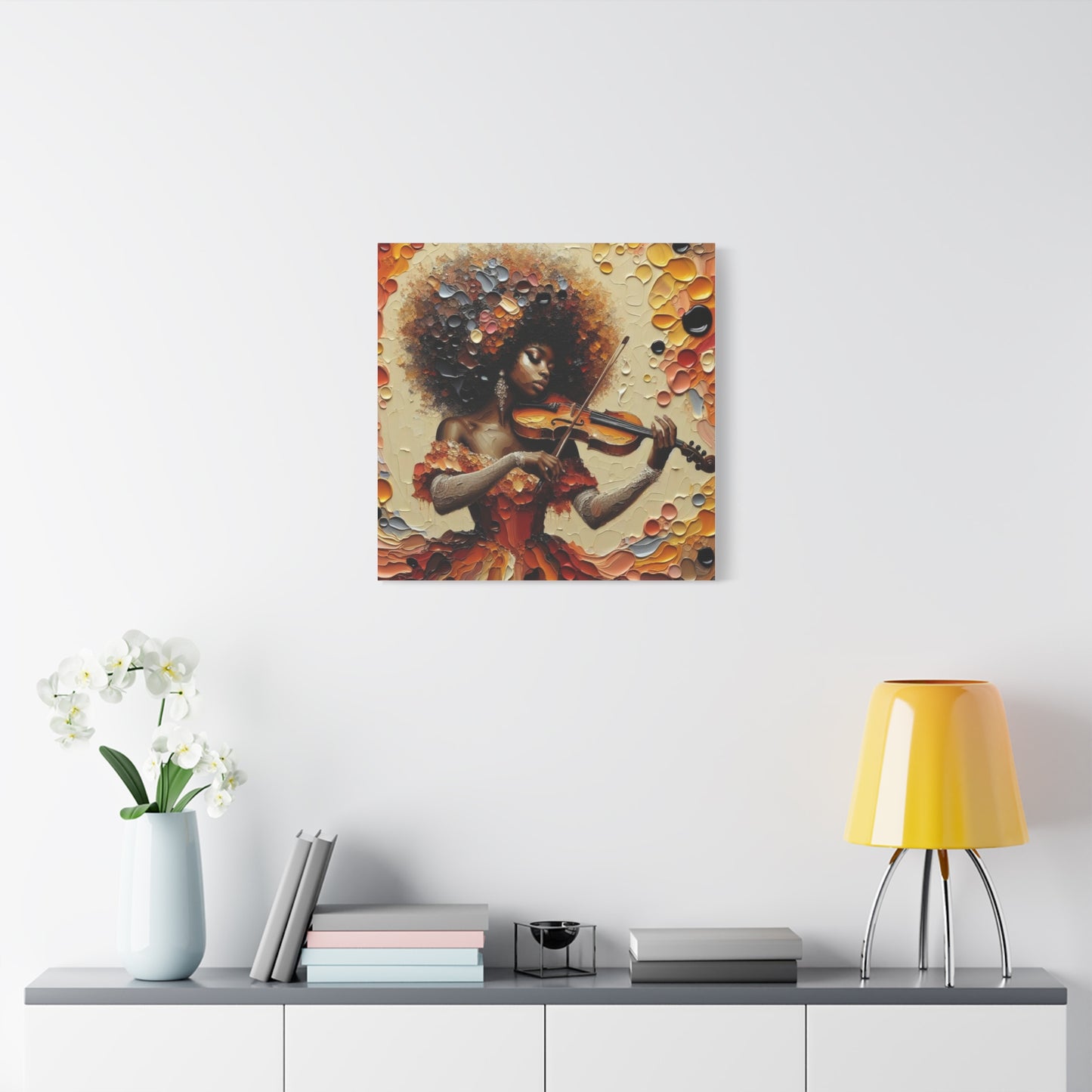 Beautiful Black Woman Violinist Canvas Art