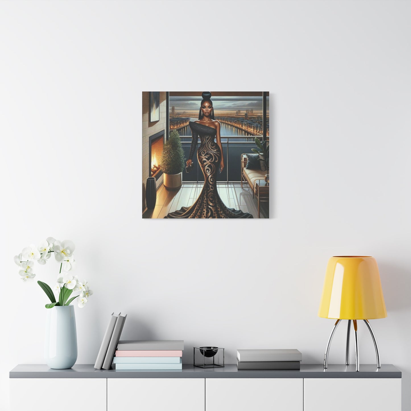 Elegant Woman Black Canvas Art
