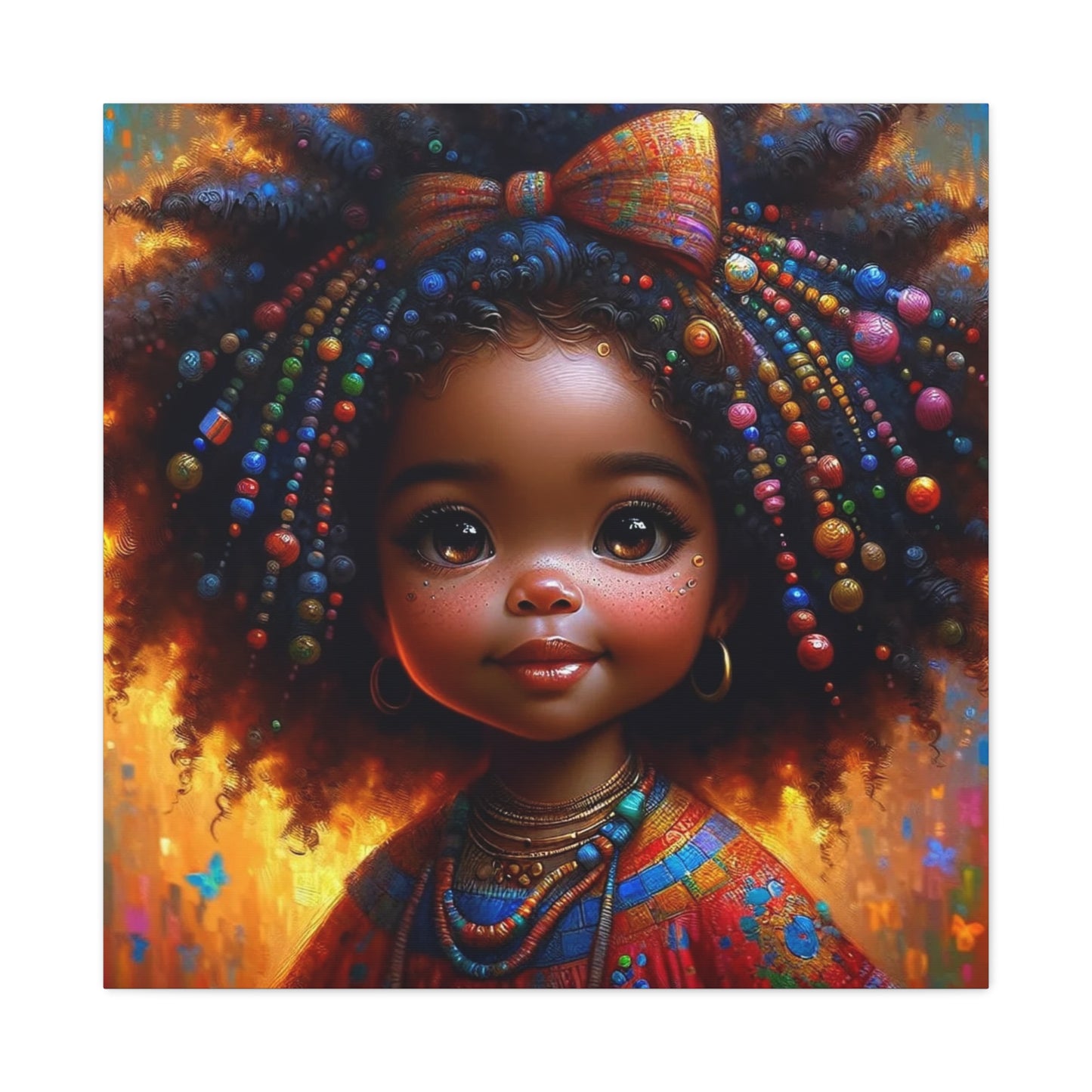 Beautiful Child Black Canvas Art