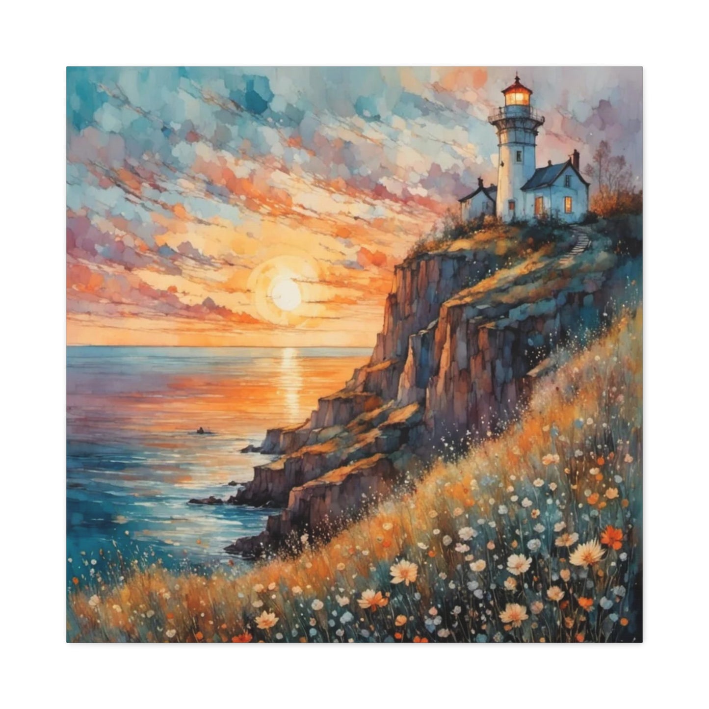 Lighthouse on the Cliff Abstract Art