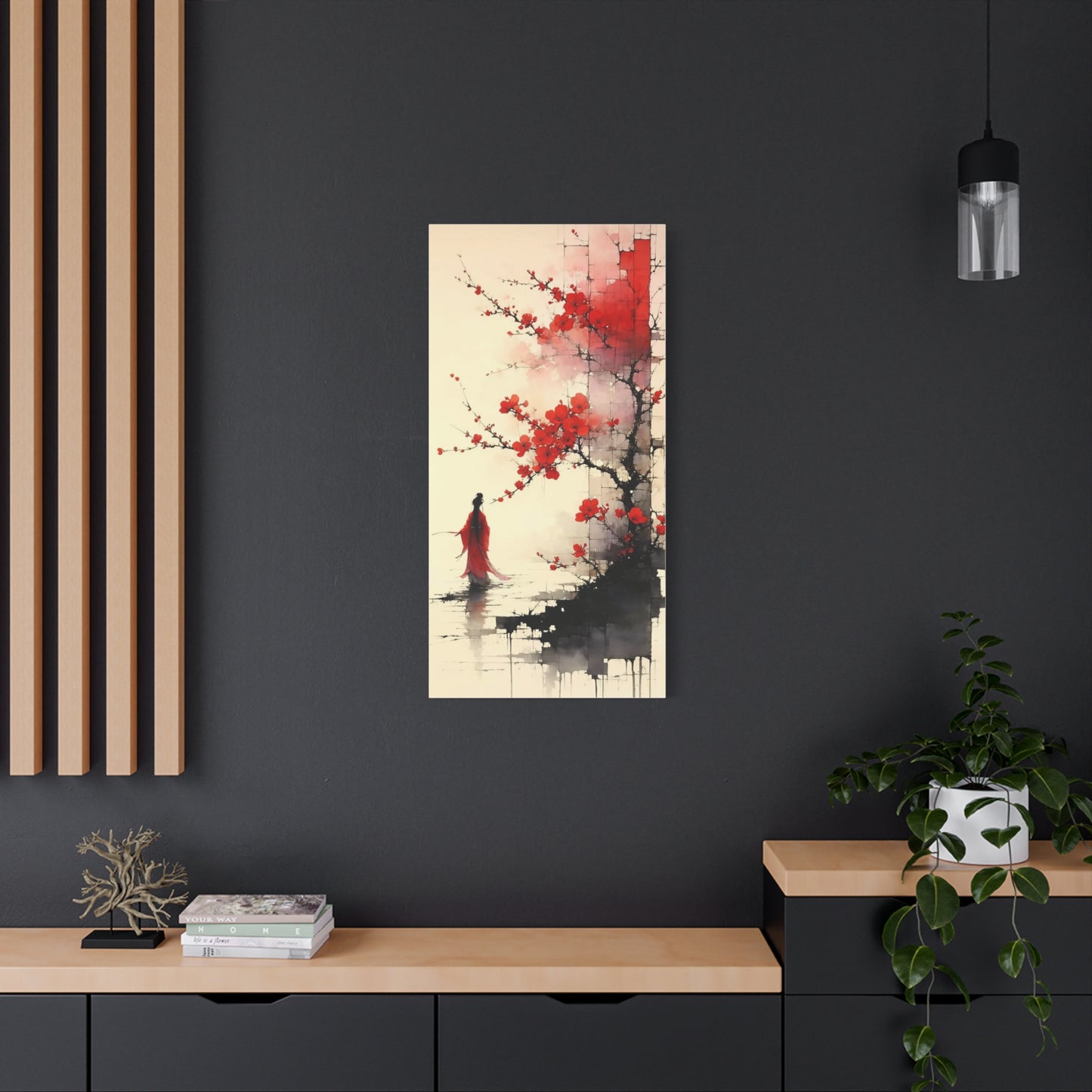 Red Flowers Asian Abstract Art