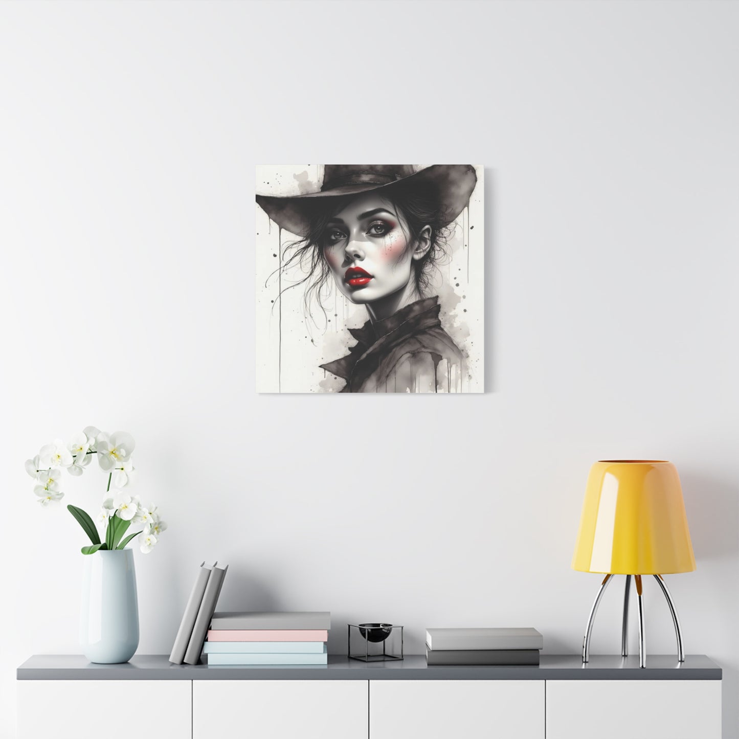 Beautiful Brunett in a Hat Abstract Art
