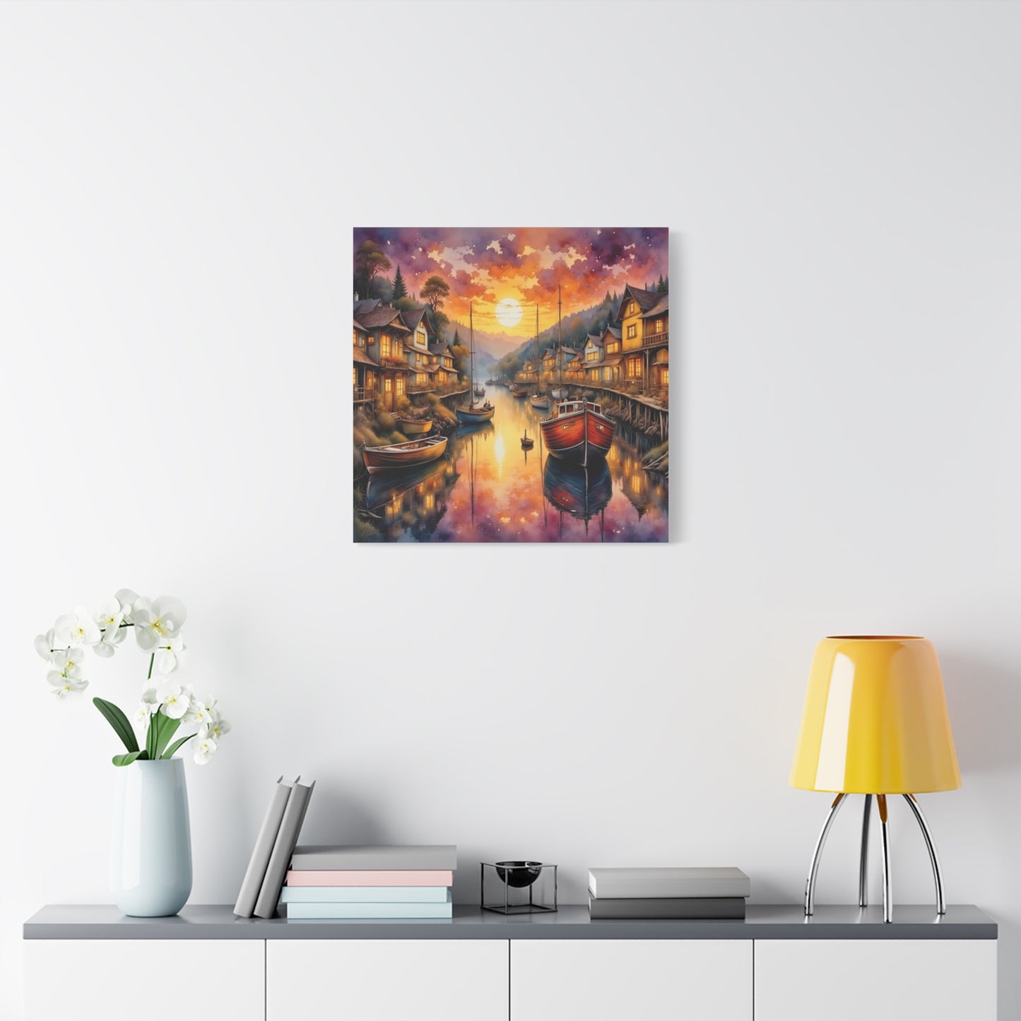 Twilight in the Harbor Abstract Art