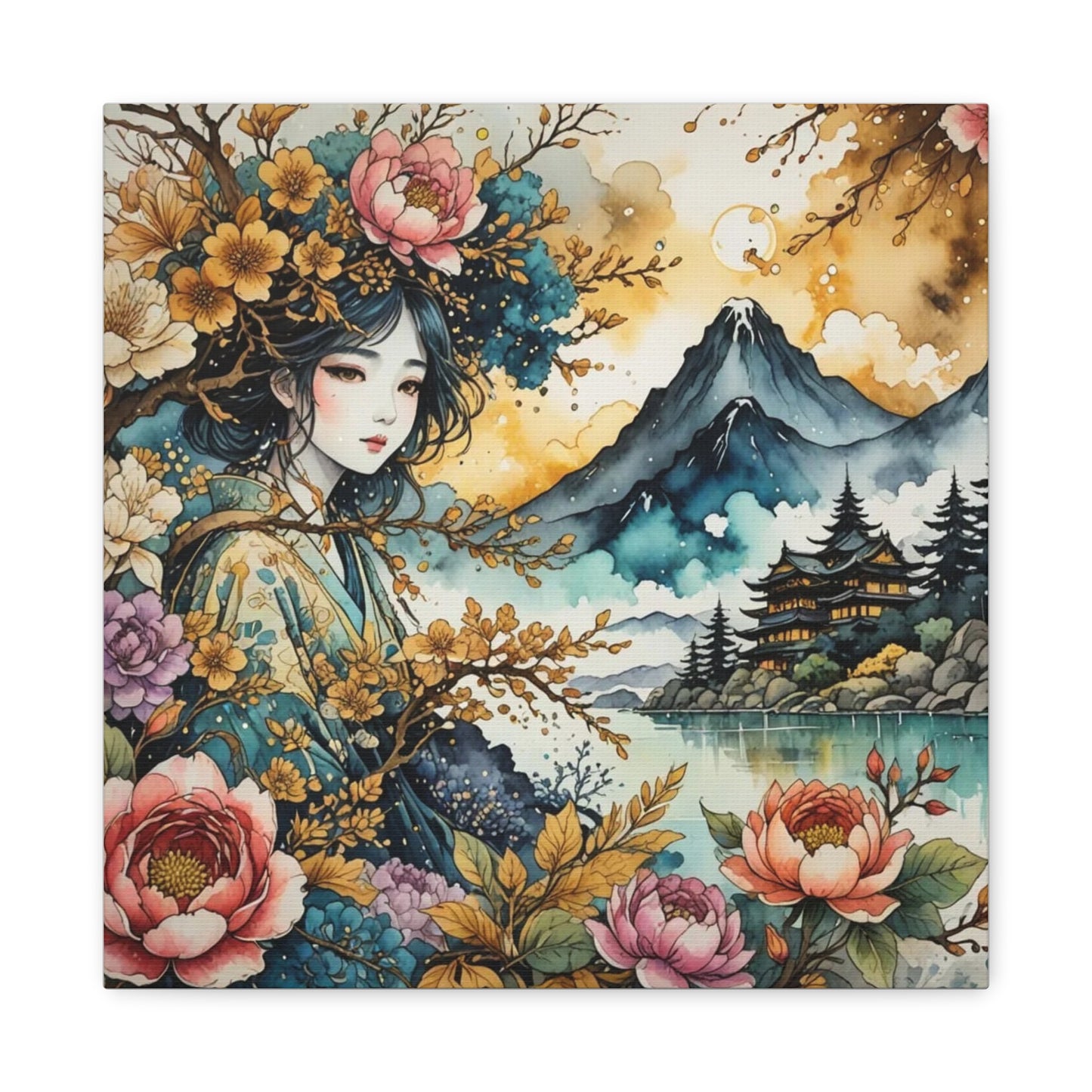 Lady in the Woods Asian Abstract Art