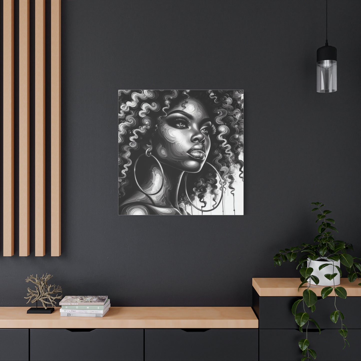 Beautiful Woman Abstract Black Canvas Art