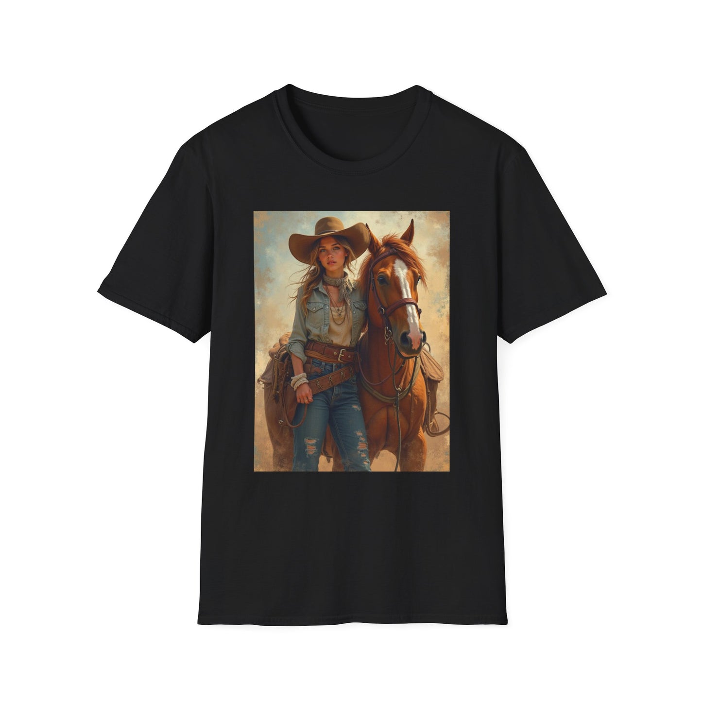 Girl and Her Horse Western Boho, Unisex T-Shirt,