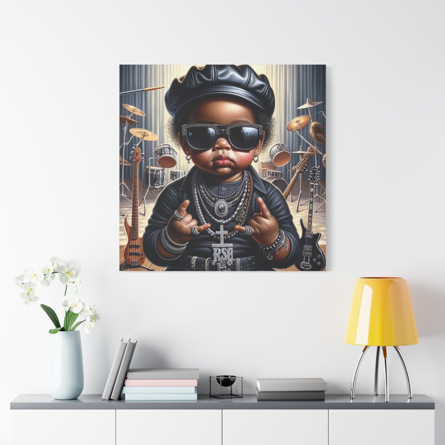 Cool Little Boy Black Canvas Art
