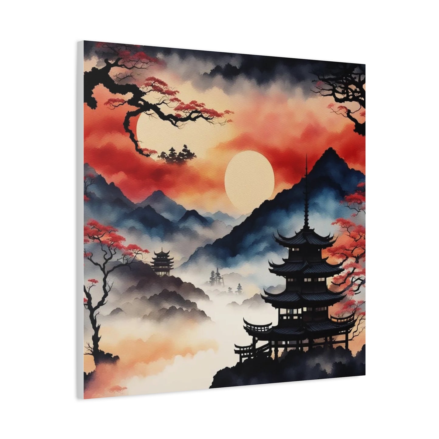 Sunset over the Mountains Asian Abstract Art