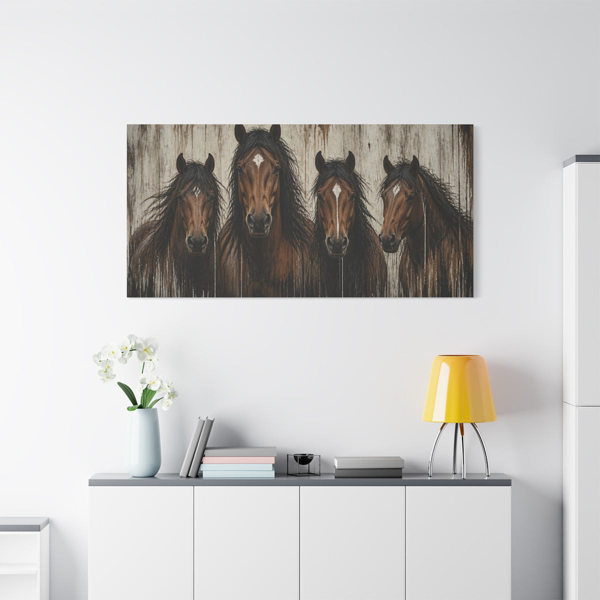Brown Horses Matte Canvas Wall Art — Stretched 1.25"