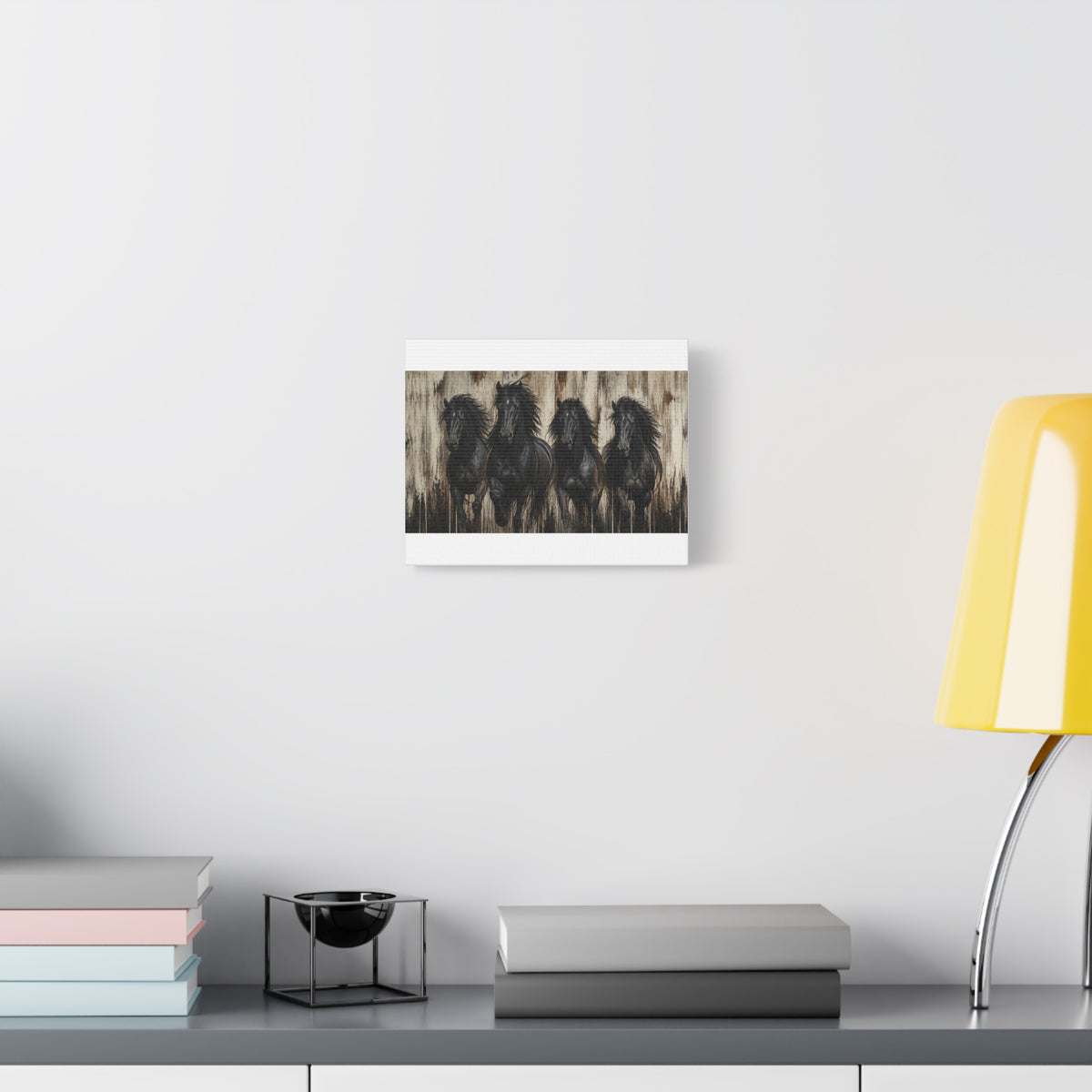 Black Horses Matte Canvas Wall Art — Stretched 1.25"
