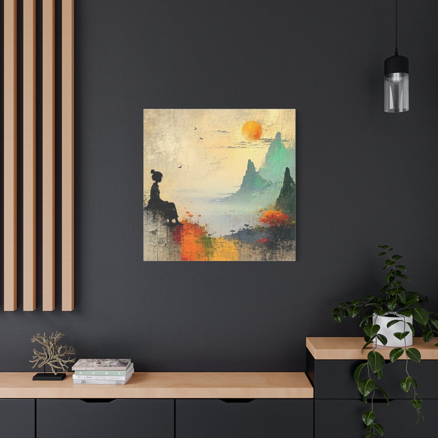 Girl On a Hill Abstract Art