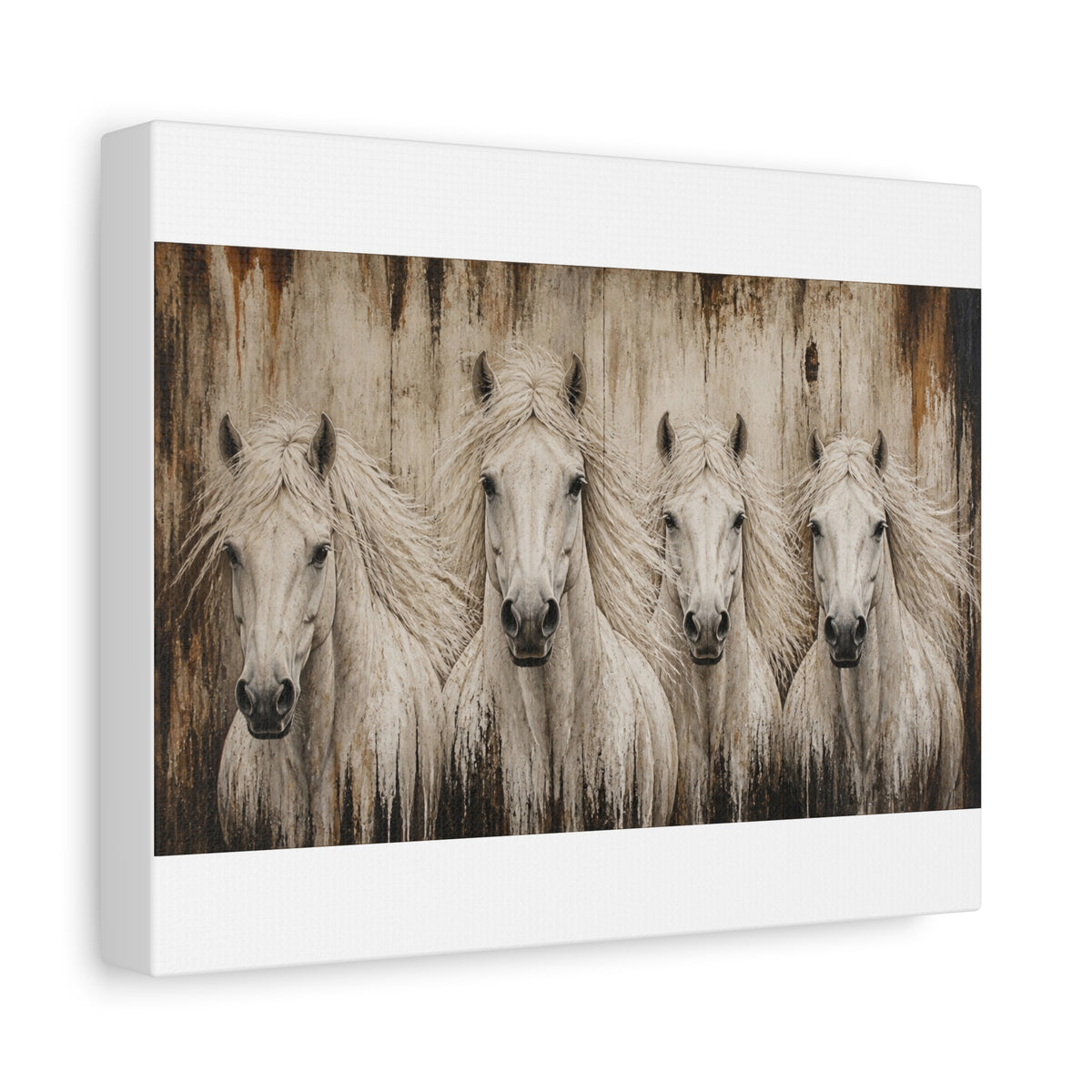 White Horses Matte Canvas Wall Art — Stretched 1.25"