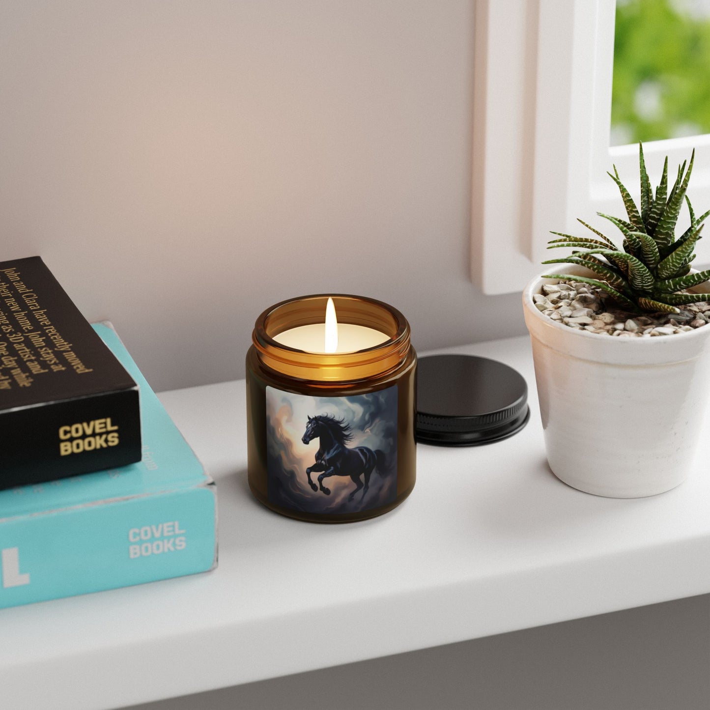 Black Stallion Scented Soy Candle — Amber Jar (Multi-Size)