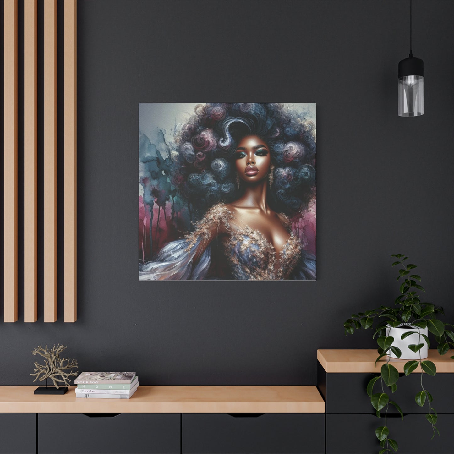 Beautiful Woman Black Canvas Art