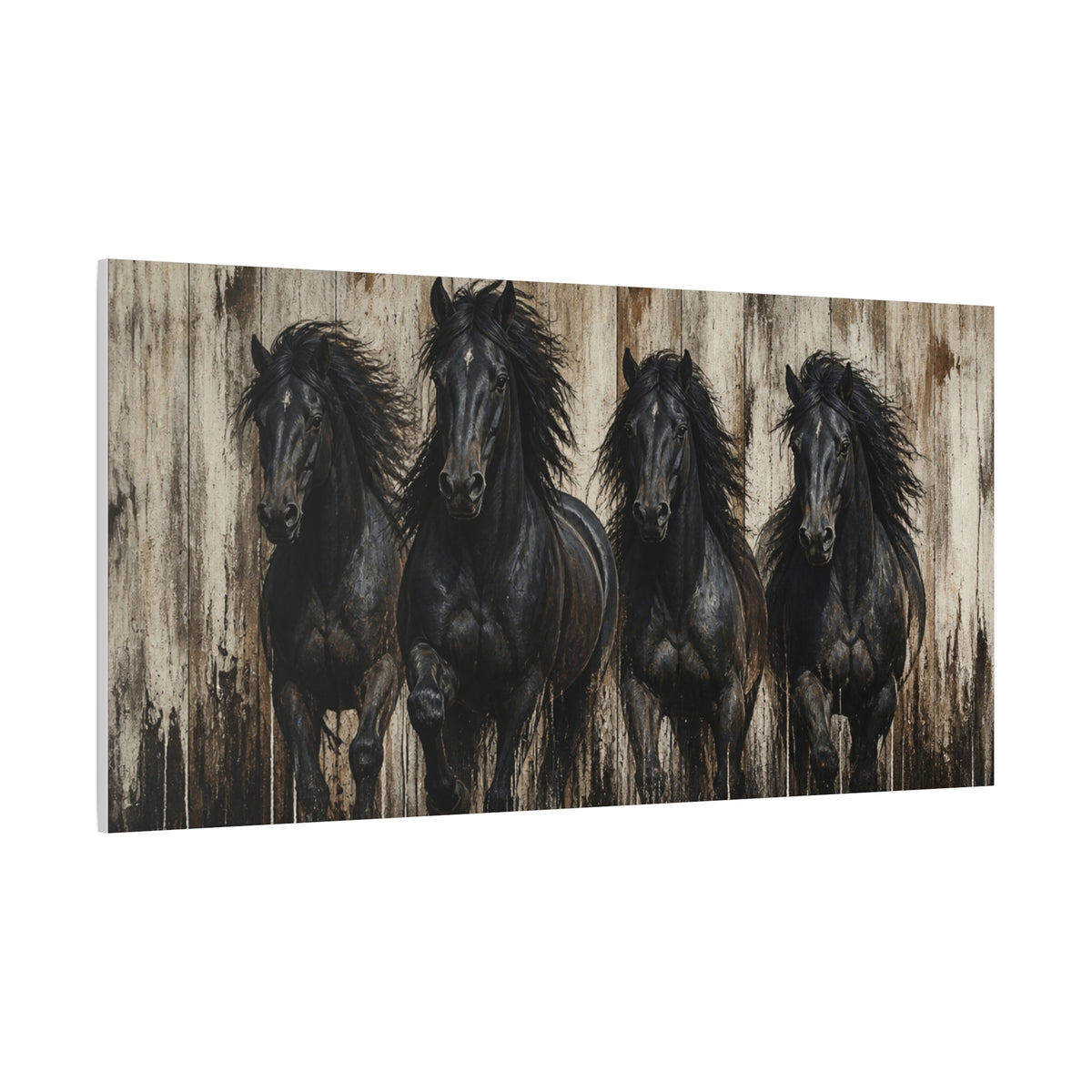 Black Horses Matte Canvas Wall Art — Stretched 1.25"