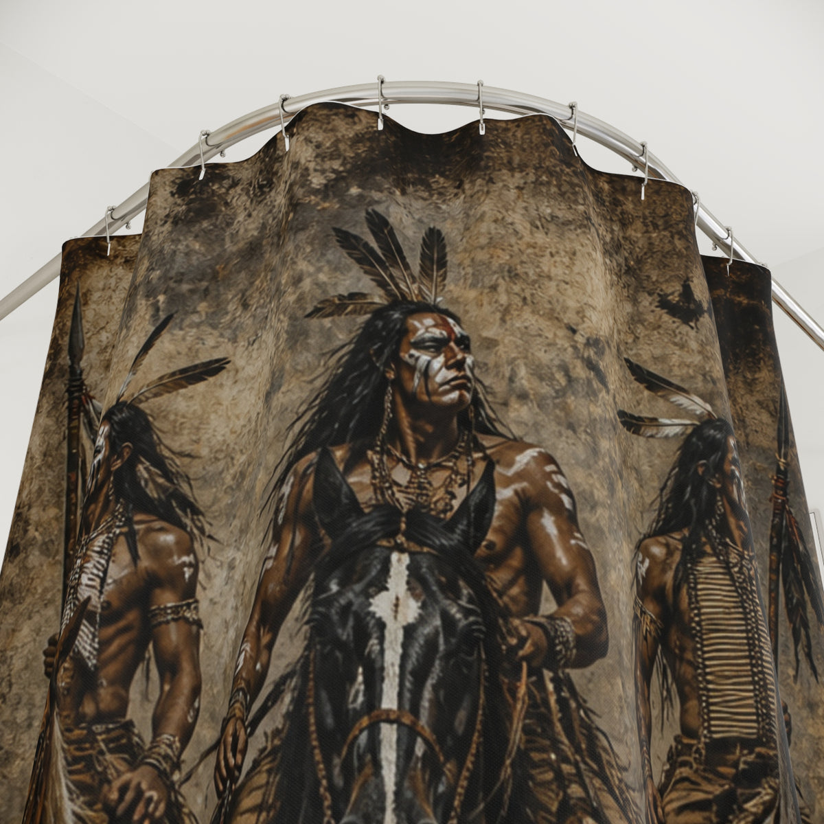 Native American Warriors Western Rustic Shower Curtain