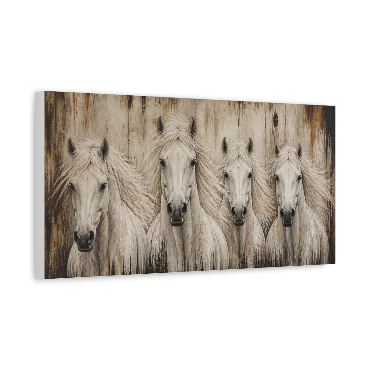 White Horses Matte Canvas Wall Art — Stretched 1.25"