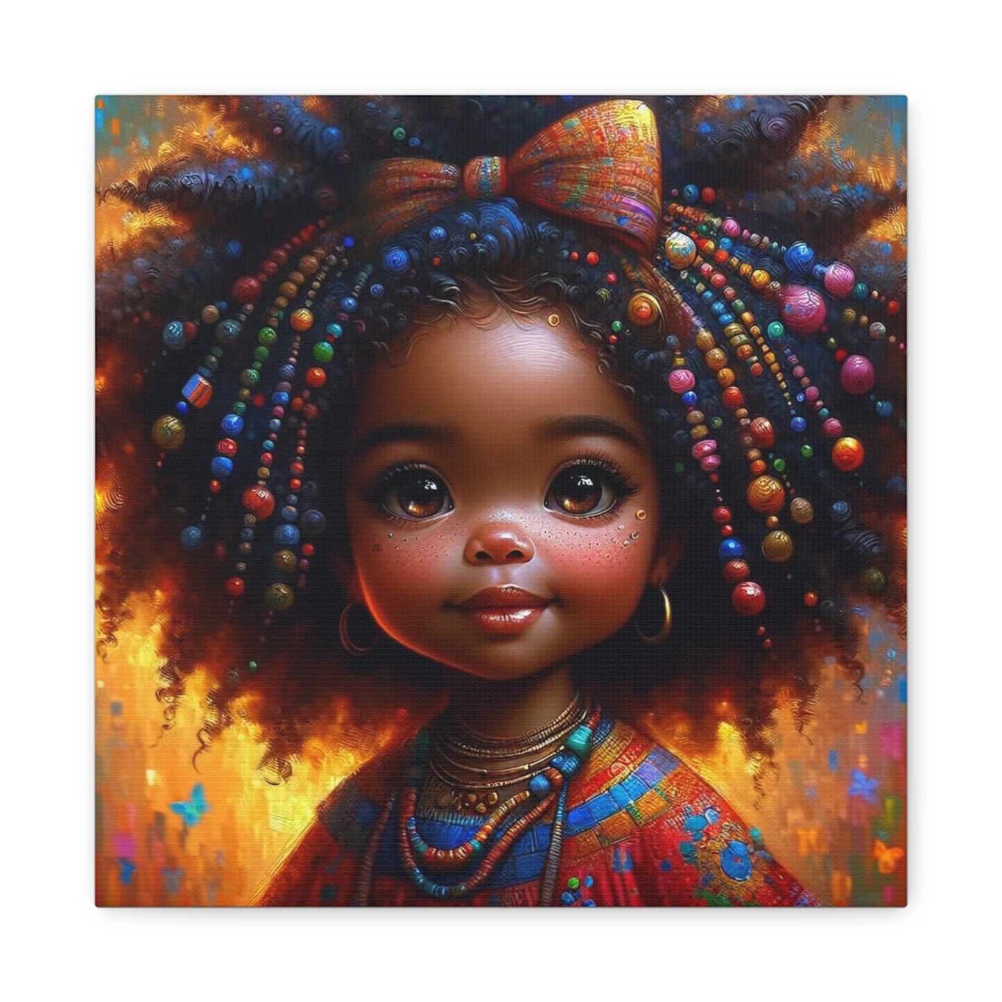 Beautiful Child Black Canvas Art