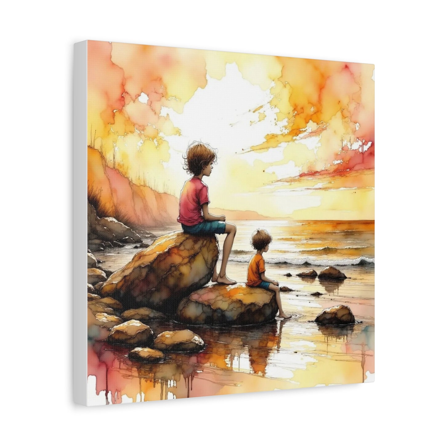 Boys on the Beach Abstract Art