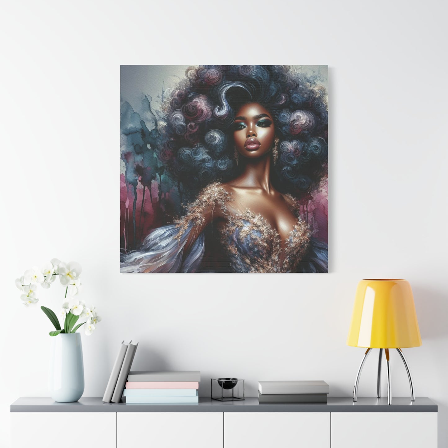 Beautiful Woman Black Canvas Art