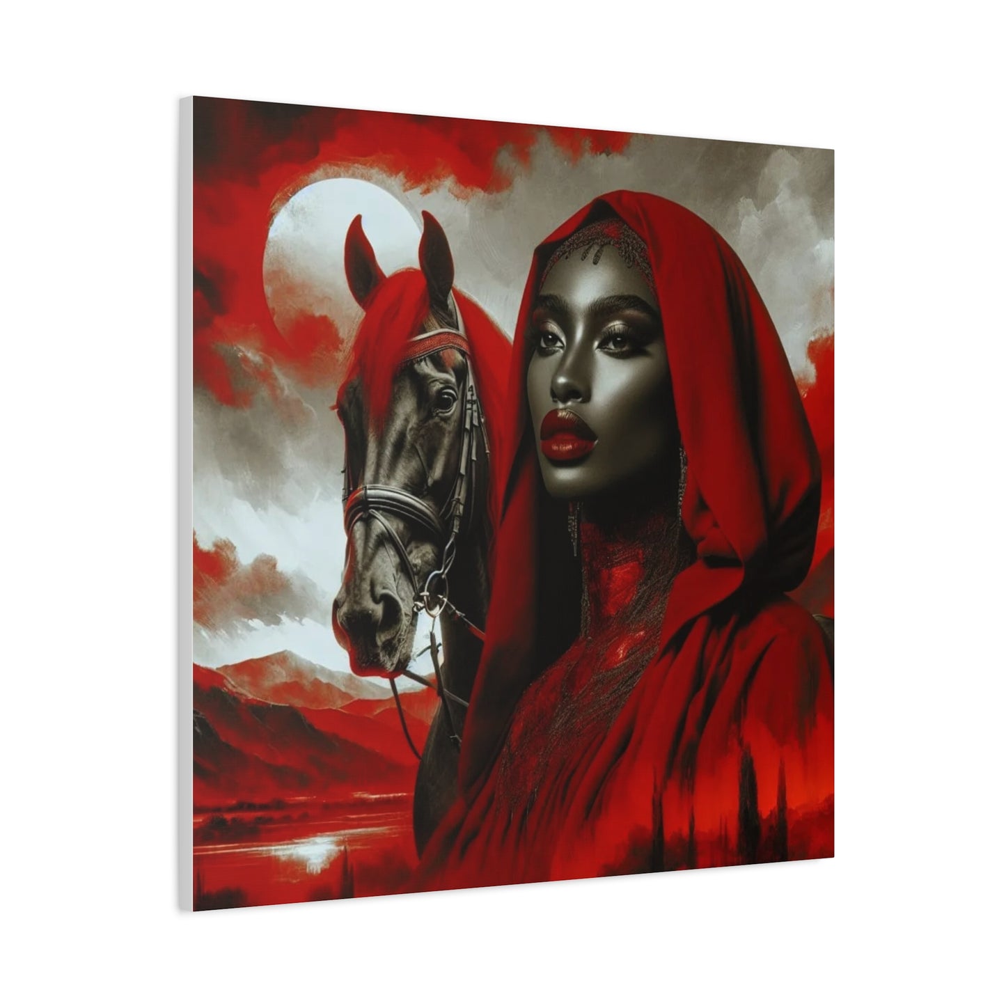 Beautiful Black Woman and her Horse Canvas Art