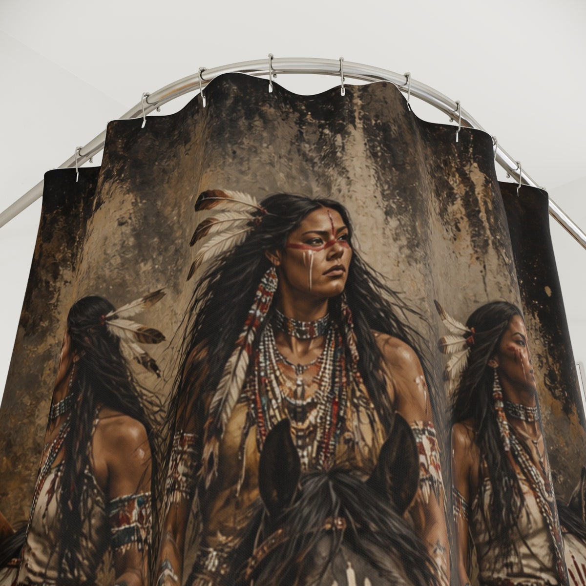 Native American Warrior Women Shower Curtain
