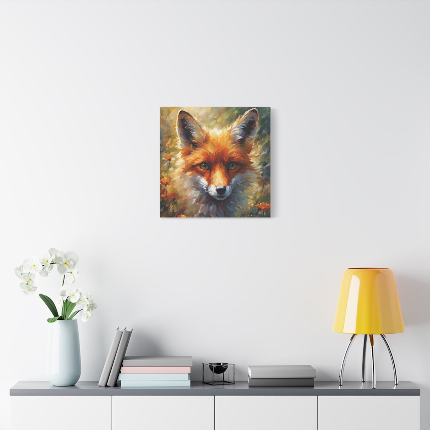 Fox in the Flowers Abstract Art