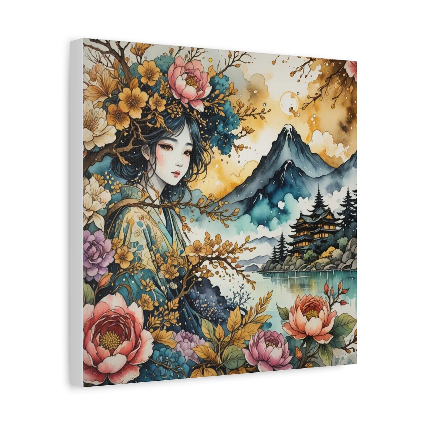 Lady in the Woods Asian Abstract Art