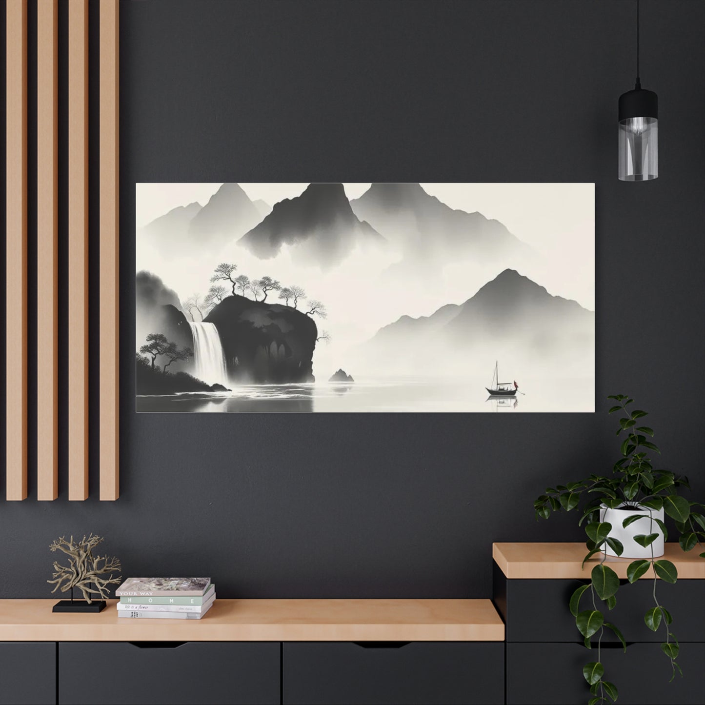 Boat in the Distance Asian Abstract Art
