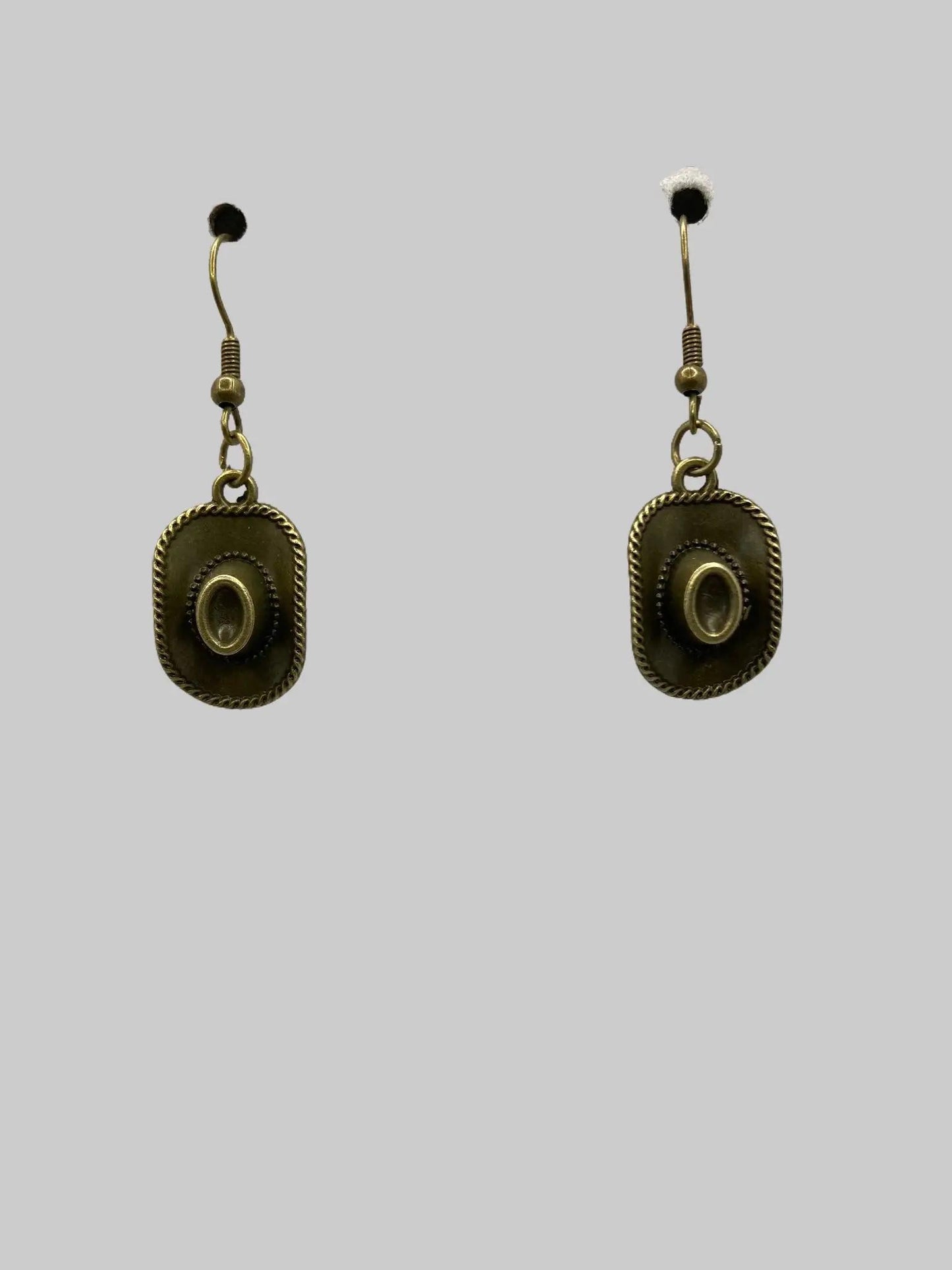 Cowboy Hat Earrings Bronze